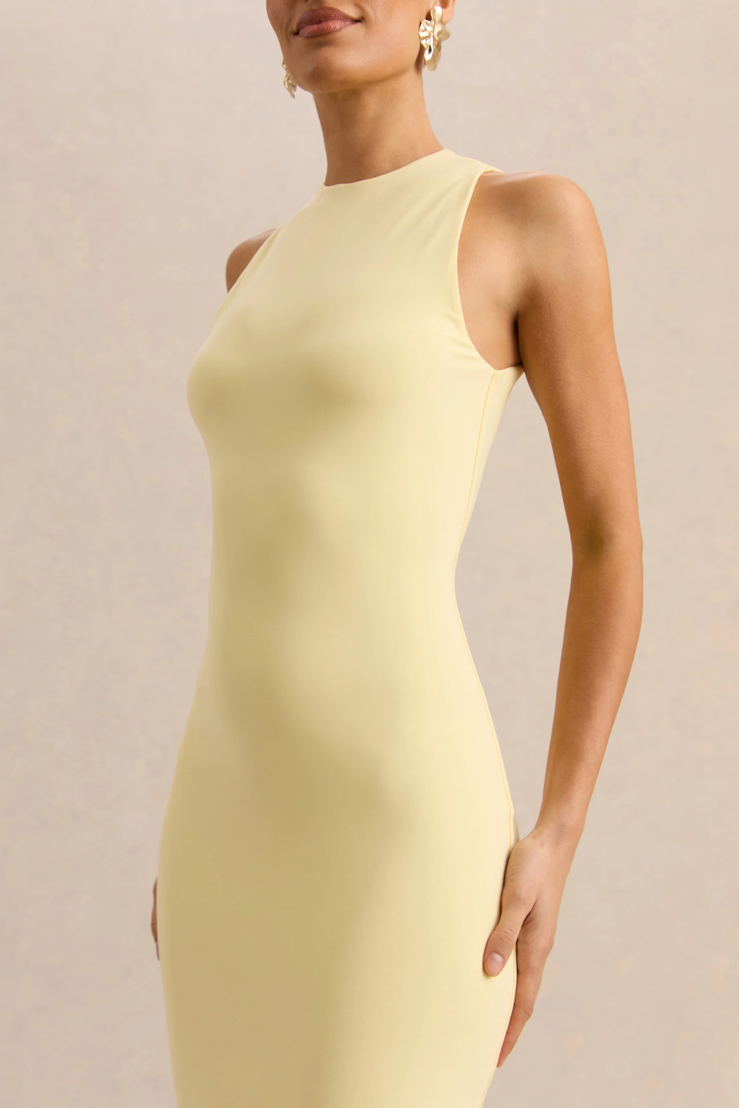 Mirana | Lemon Halter-Neck Midi-Dress - Image 2