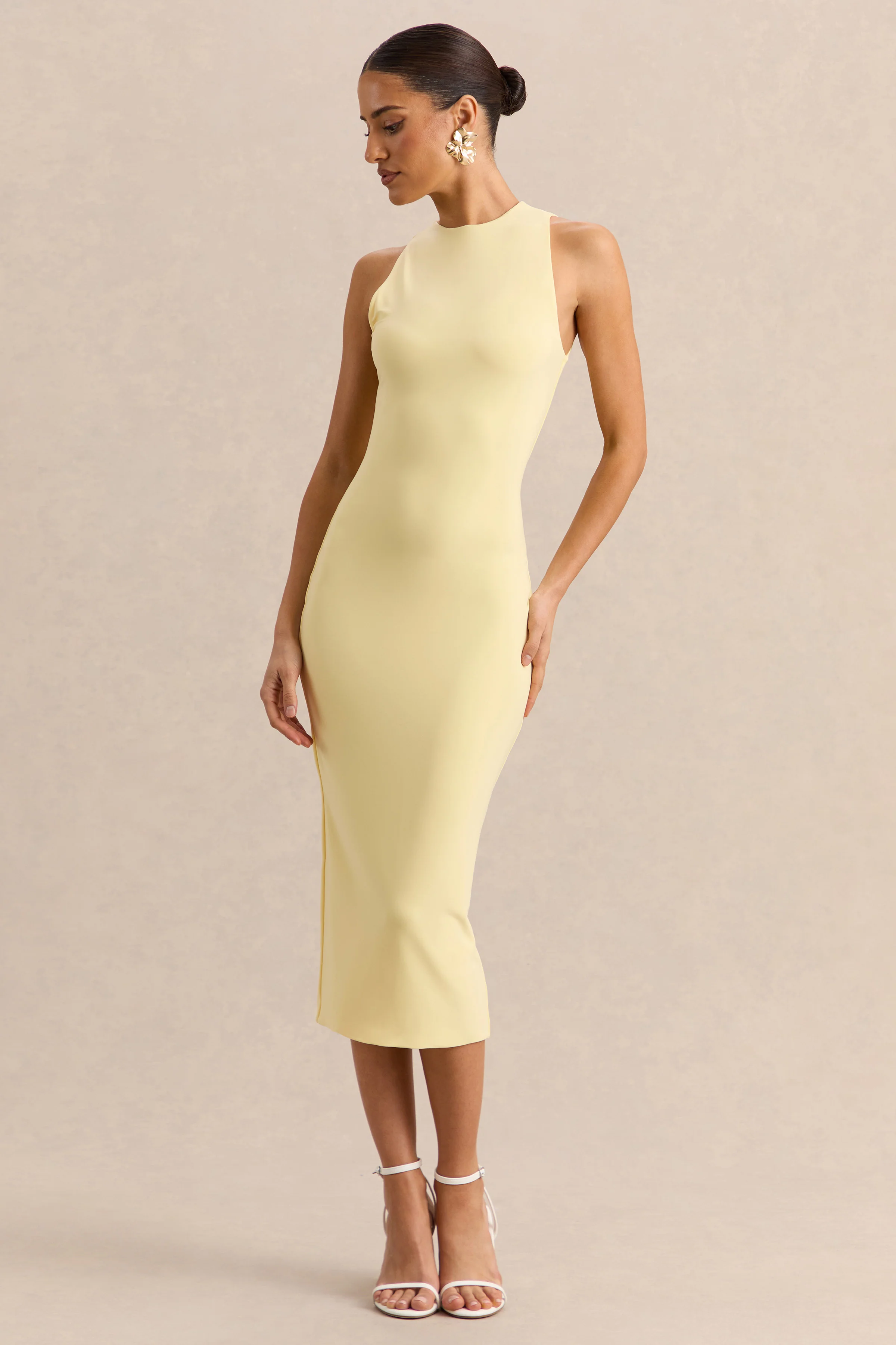Mirana | Lemon Halter-Neck Midi-Dress - Image 4
