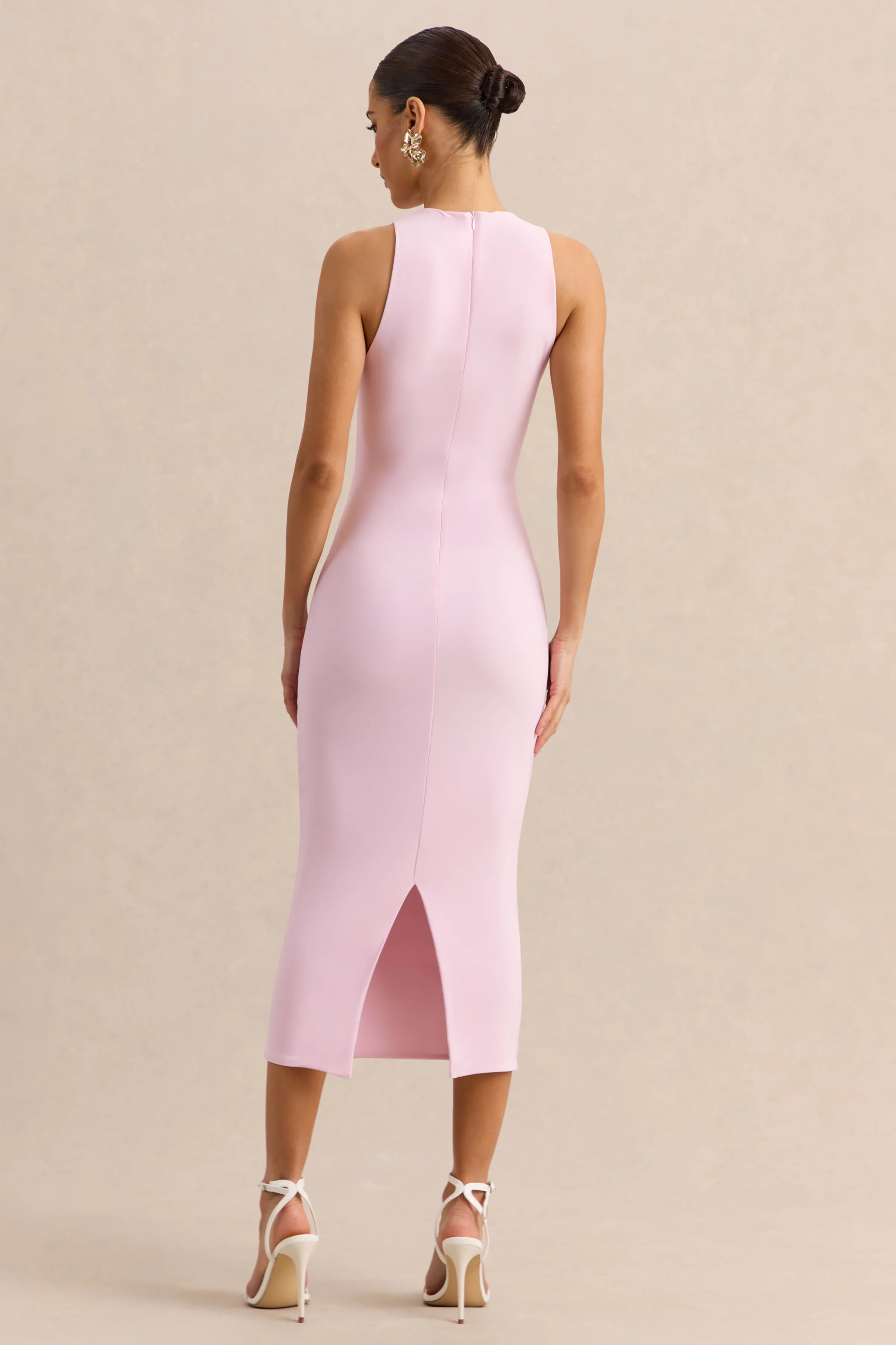Mirana | Light Pink High-Neck Midi-Dress - Image 2