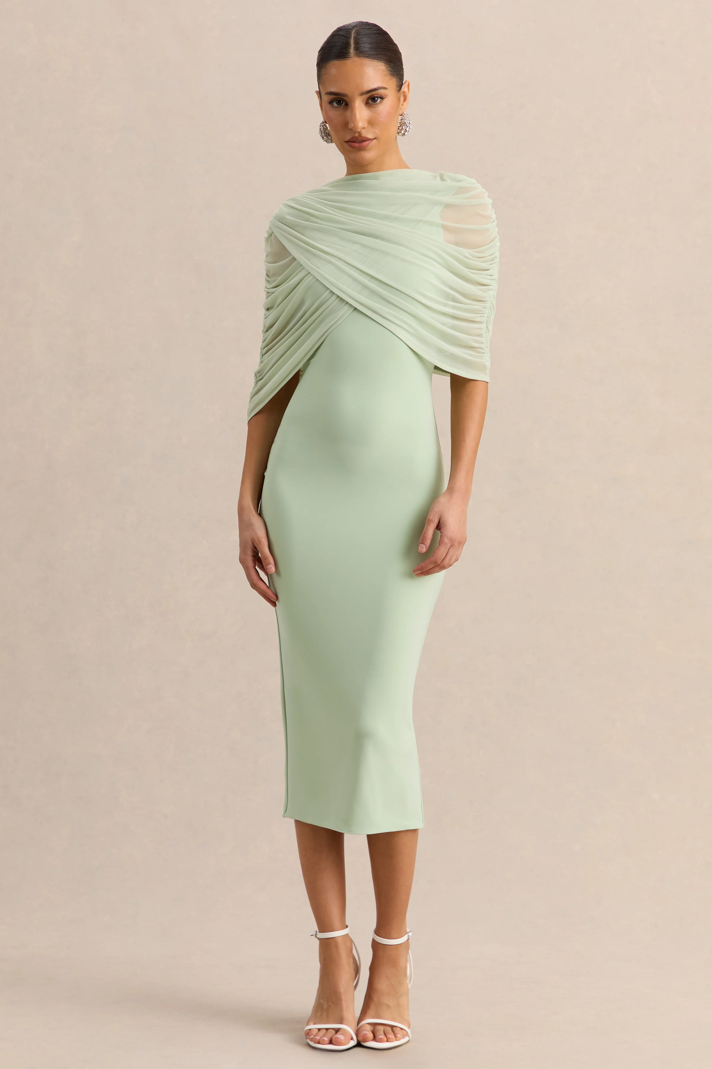 Mirana | Mint High-Neck Midi-Dress
