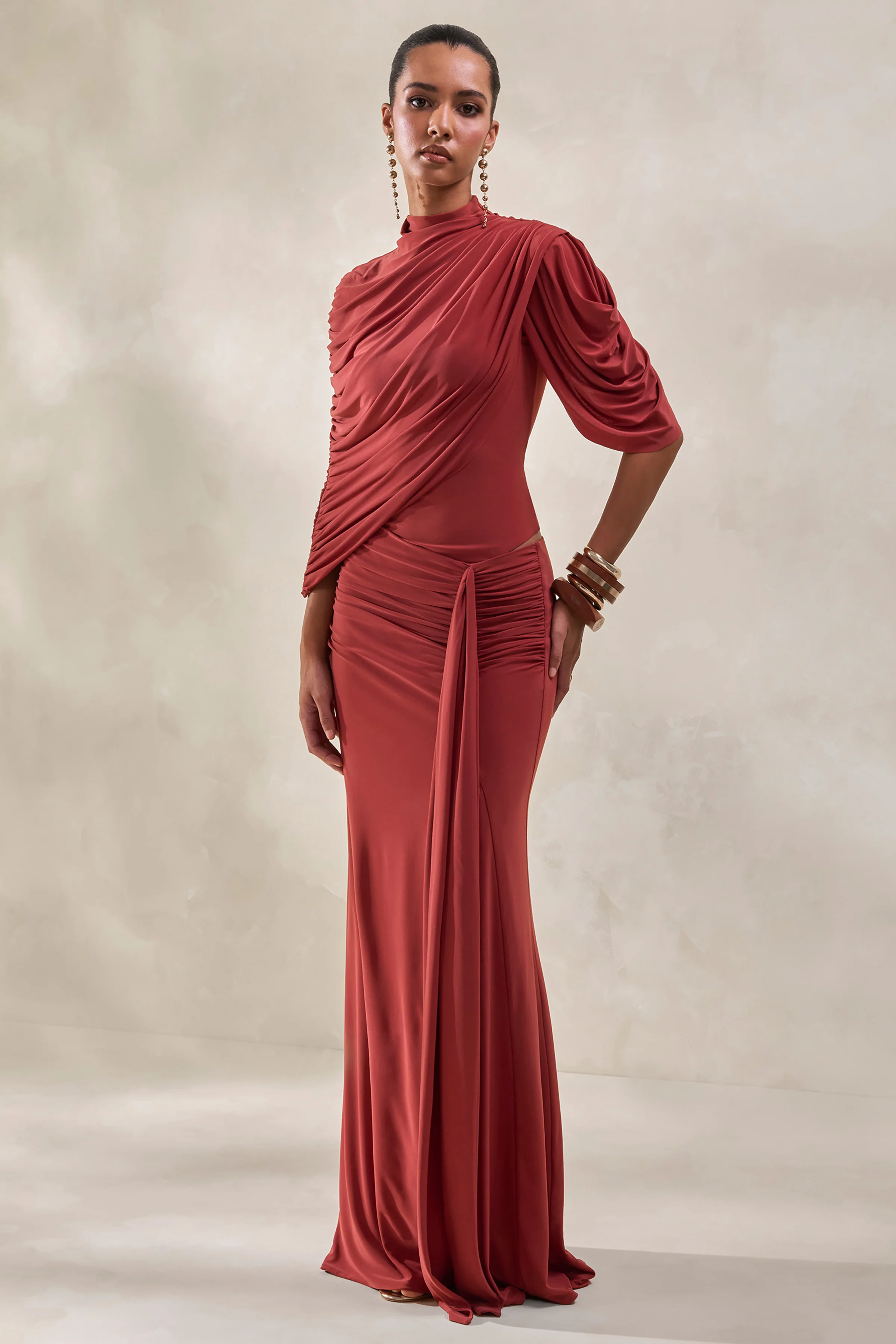 Mireya | Rust Wrapped Maxi Skirt With Split - Image 5