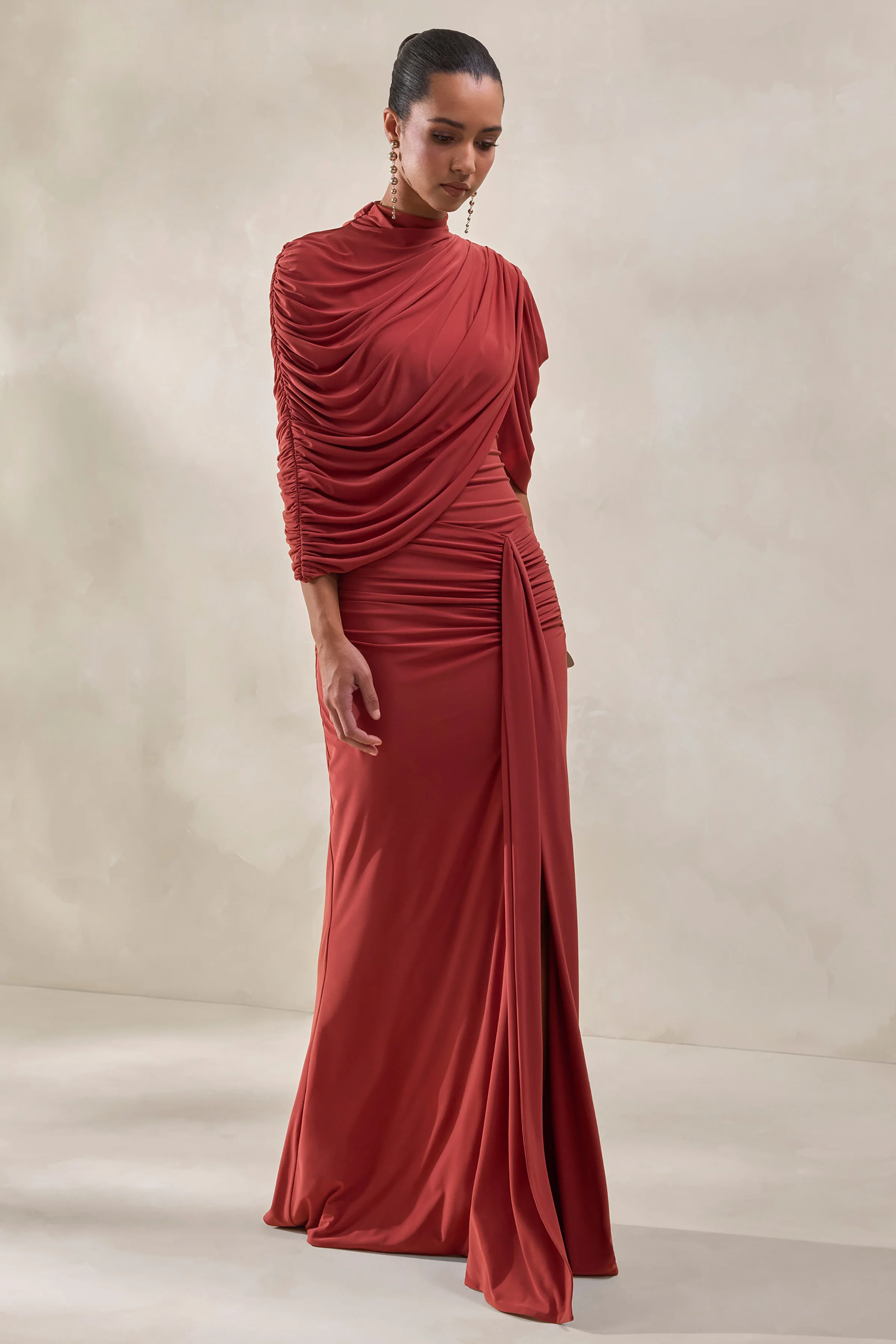 Mireya | Rust Wrapped Maxi Skirt With Split - Image 6