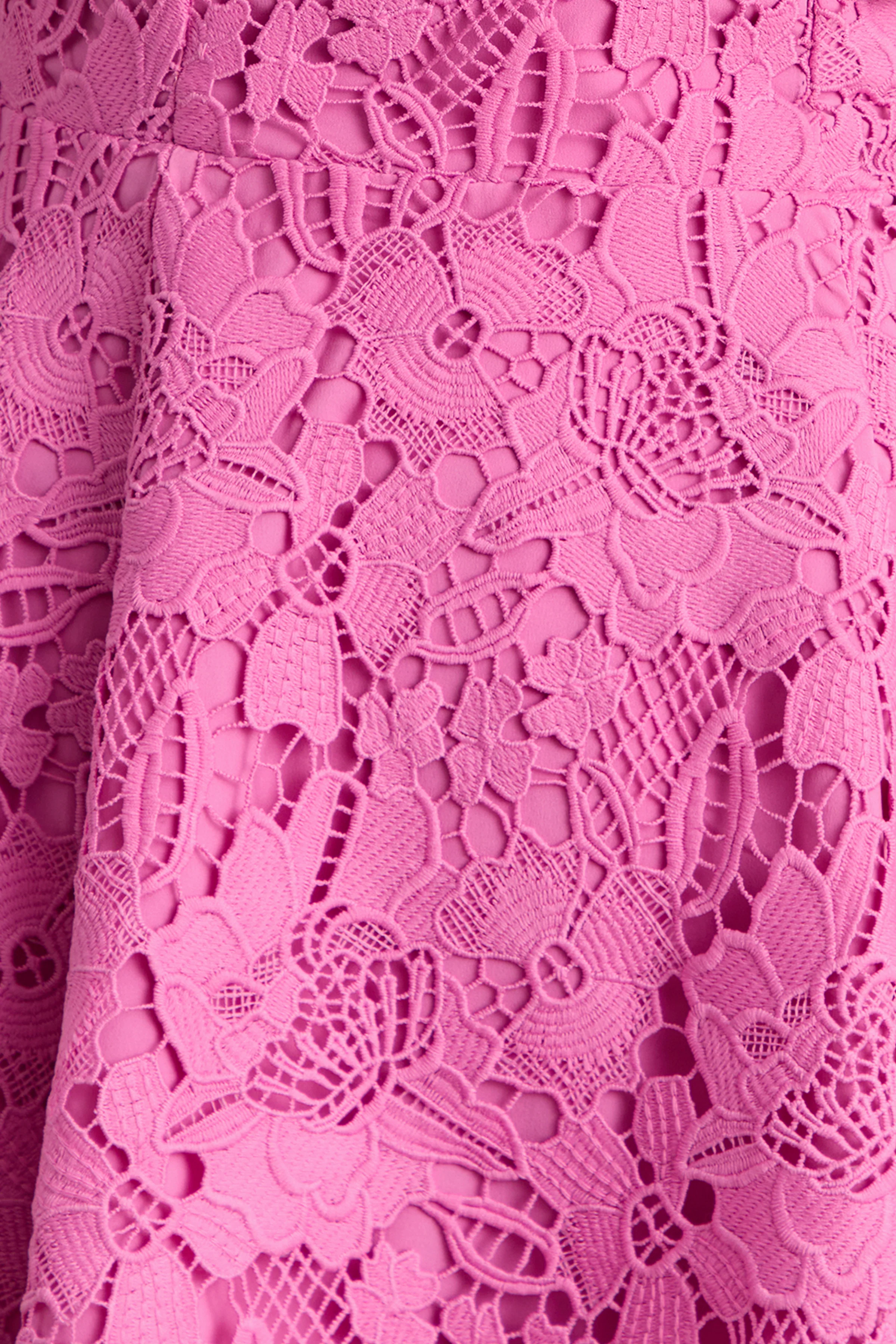 Morina | Pink Lace Crew-Neck Mini Dress - Image 6
