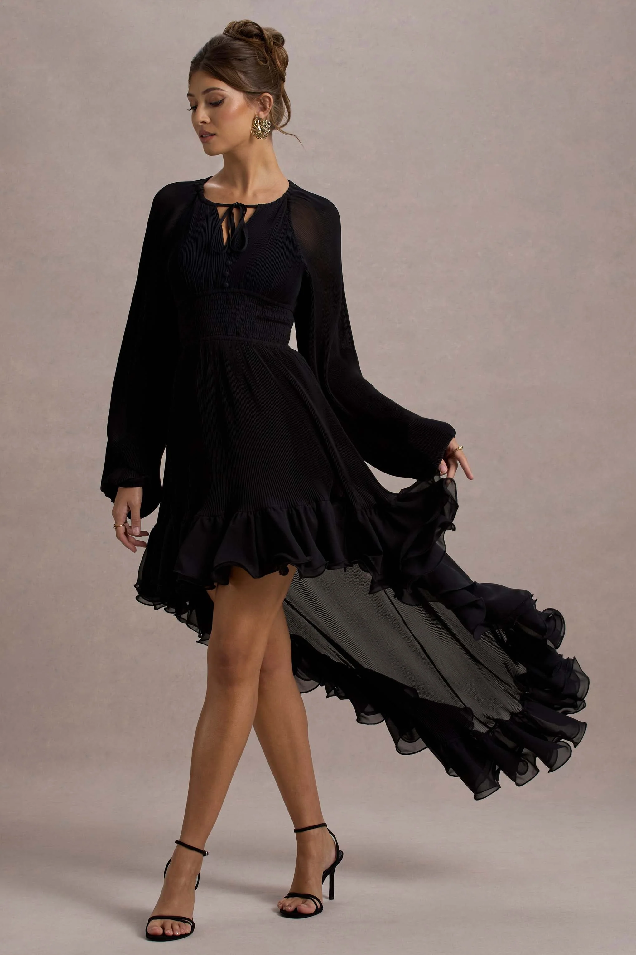 Namir | Black High-Low Chiffon Maxi Dress - Image 4