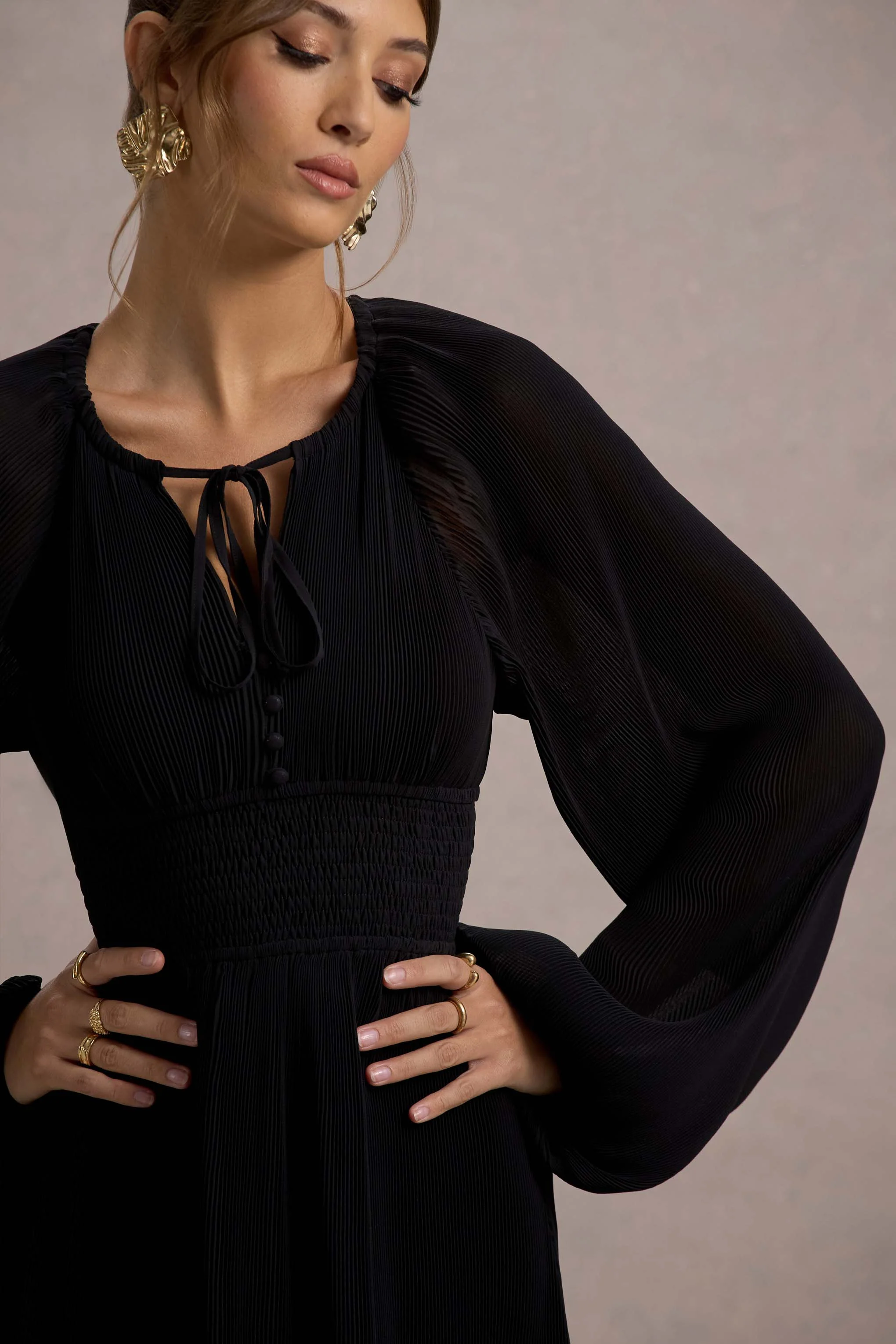 Namir | Black High-Low Chiffon Maxi Dress - Image 6