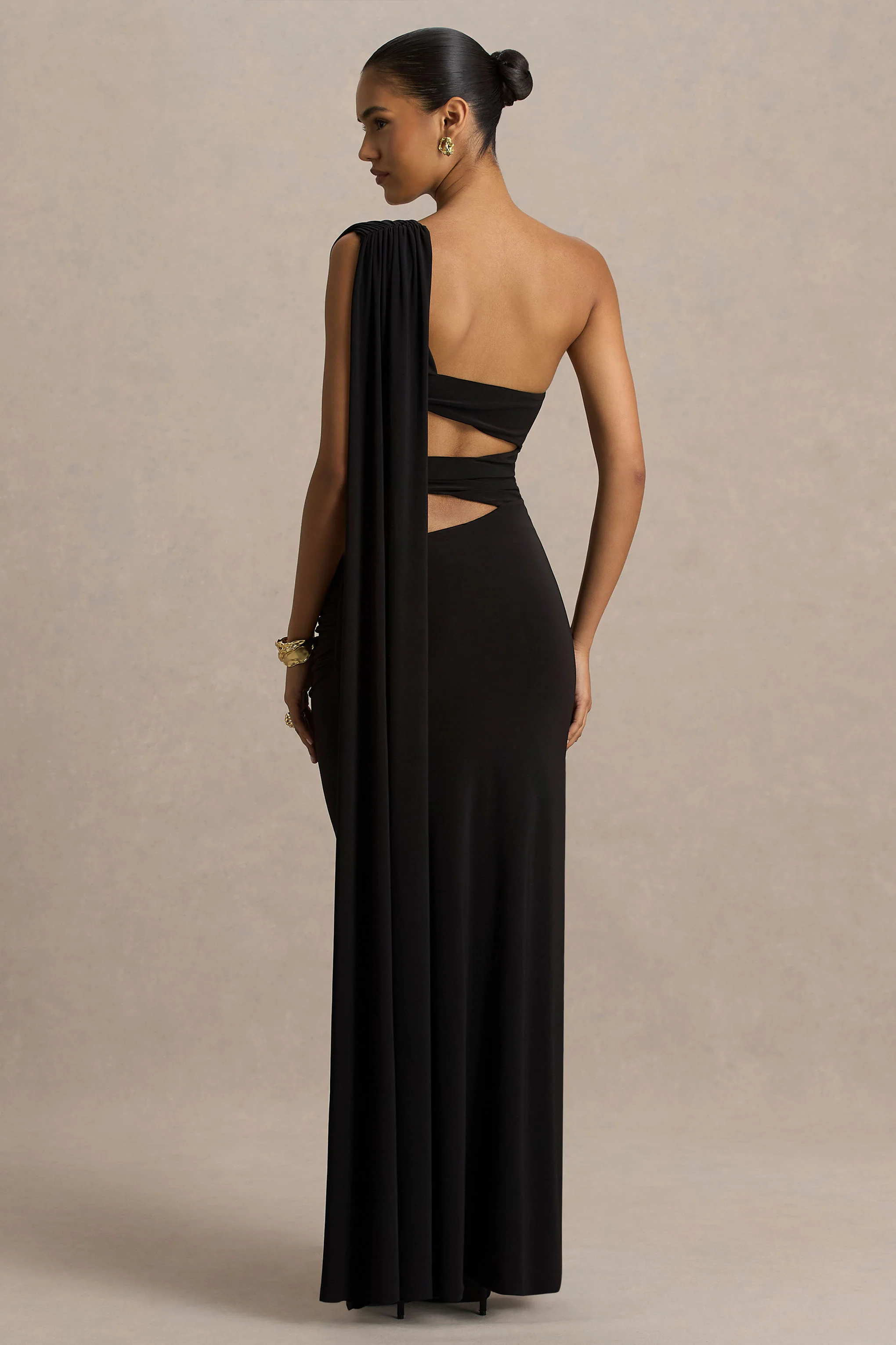Nebula | Black Bandeau Maxi Dress With Body Cut-Out Details - Image 2