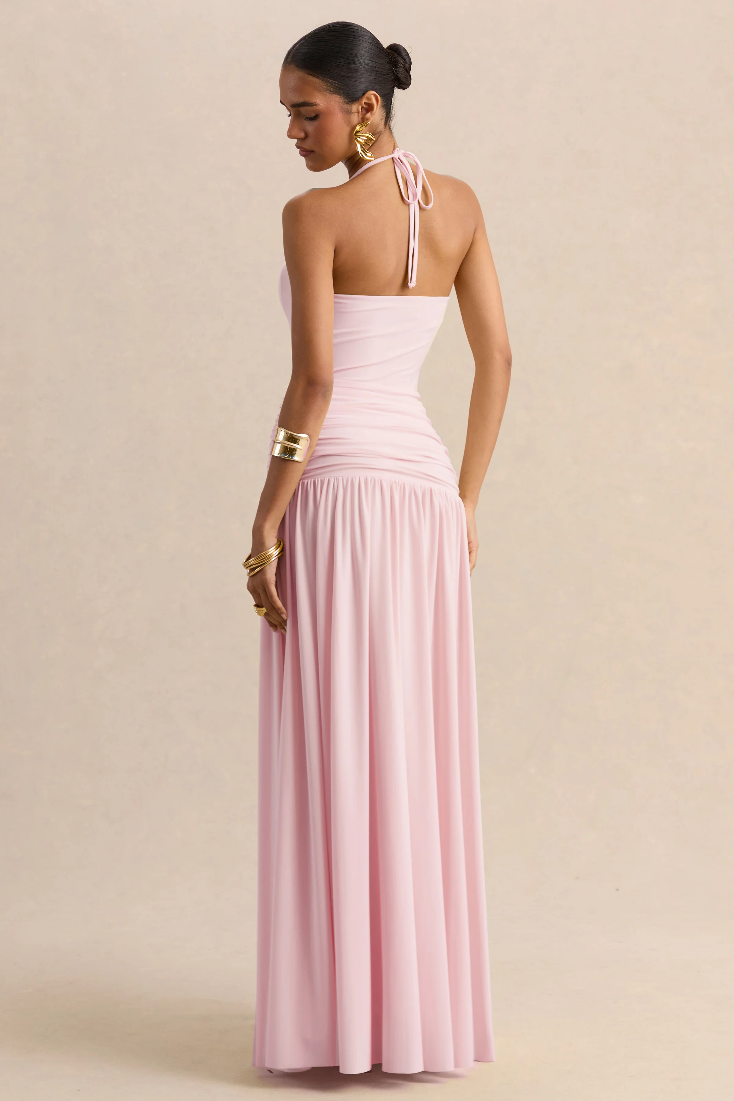 Nicolette | Pink Square-Neck Maxi Dress With Ruched-Detailing - Image 2