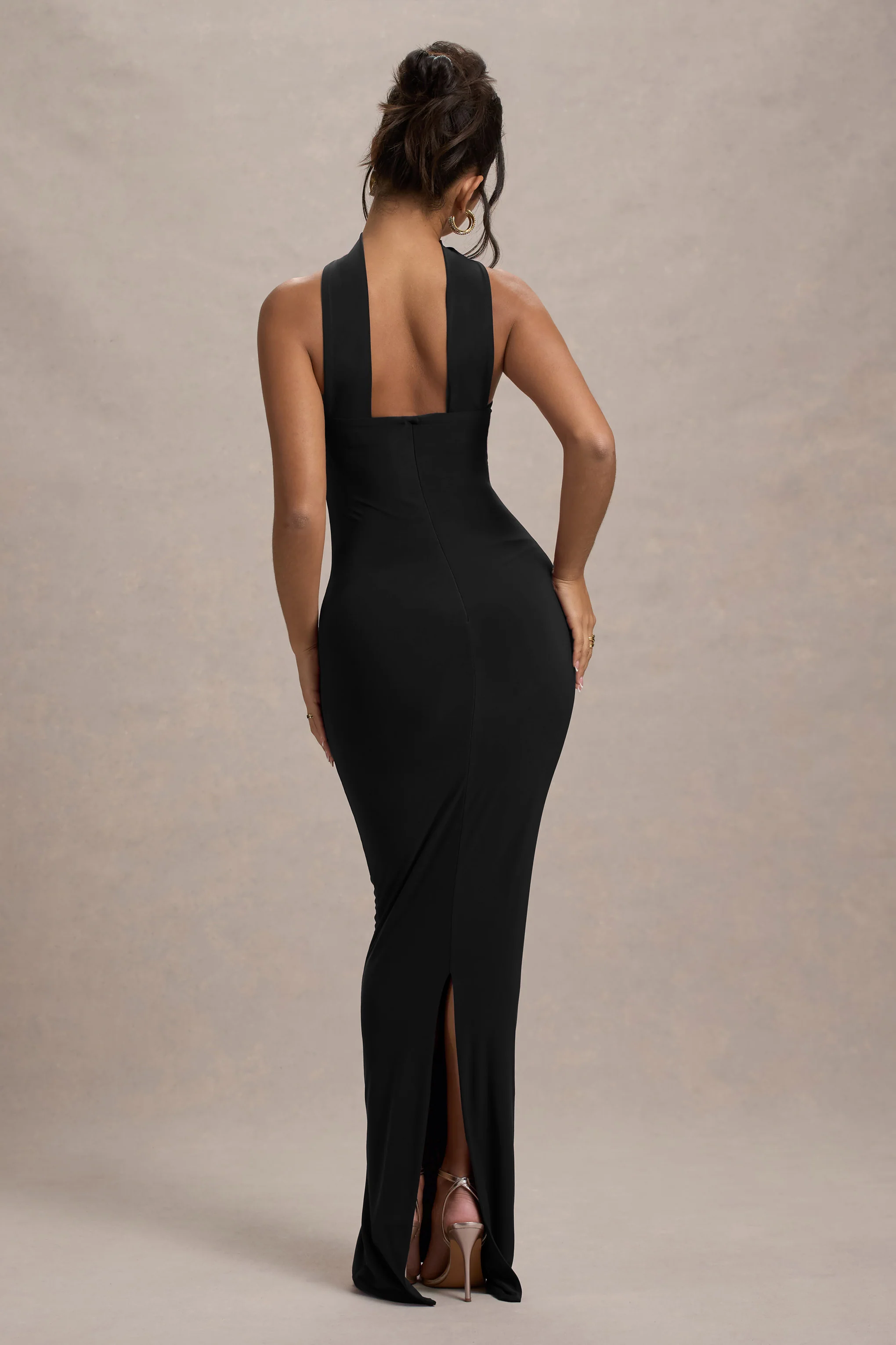 Nobu | Black Bandeau Maxi Dress With Halter-Collar - Image 2