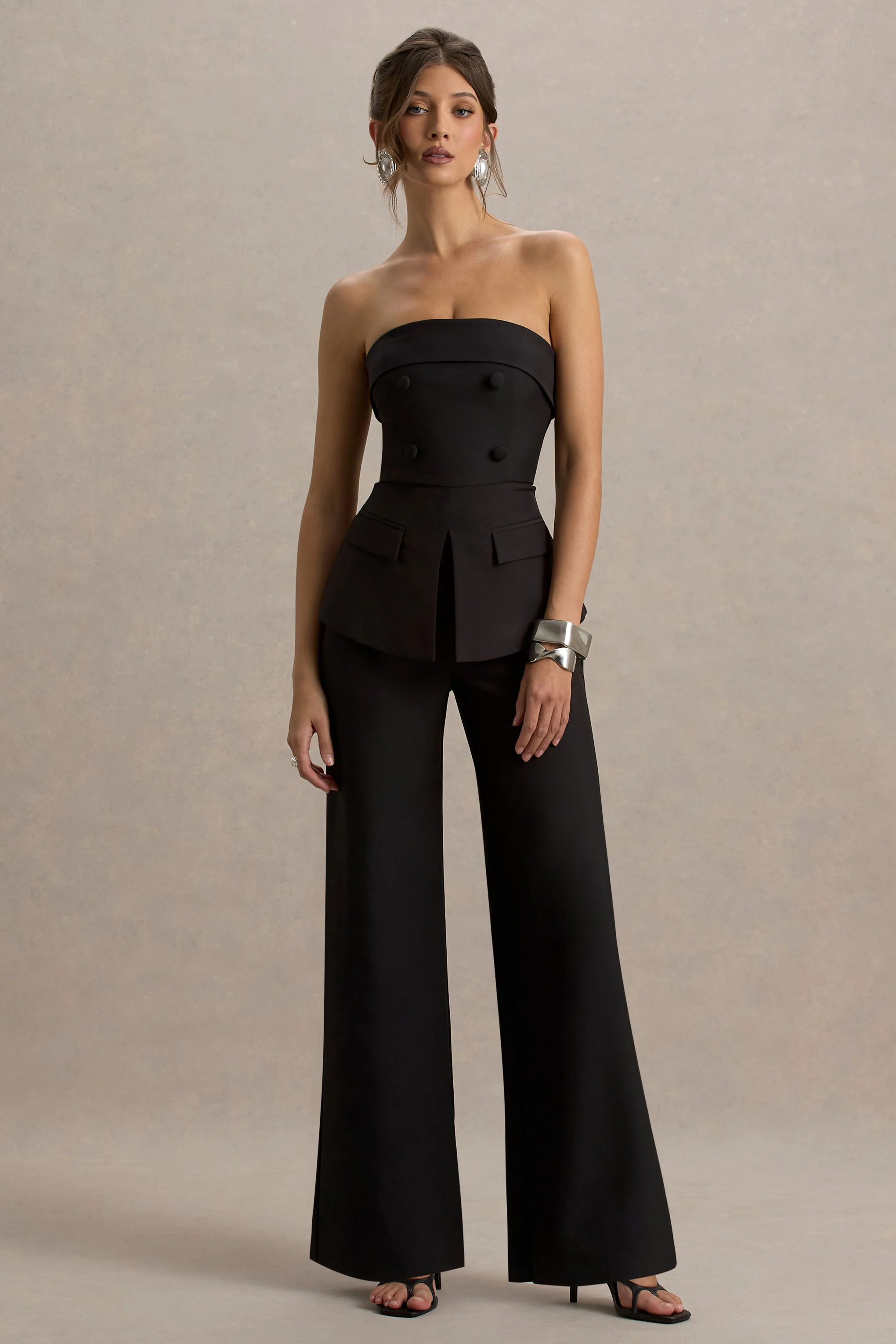 Noemi | Black Bandeau Tailored Jumpsuit - Image 4