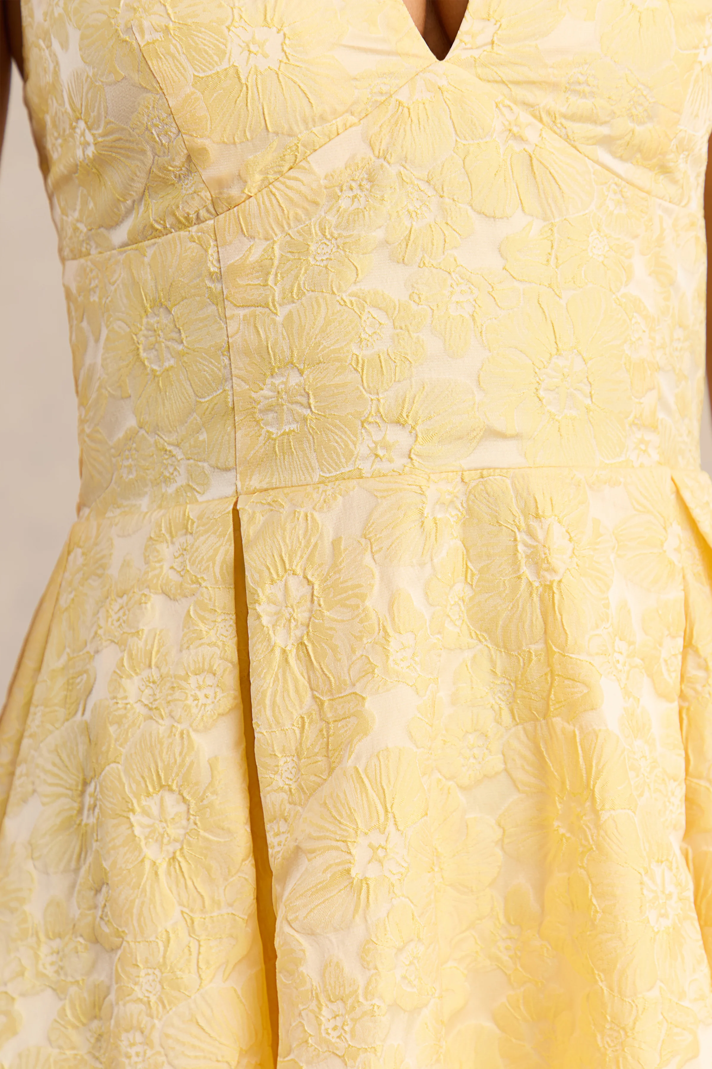 Nyomi | Lemon Satin Halter-Neck Midi-Dress - Image 6