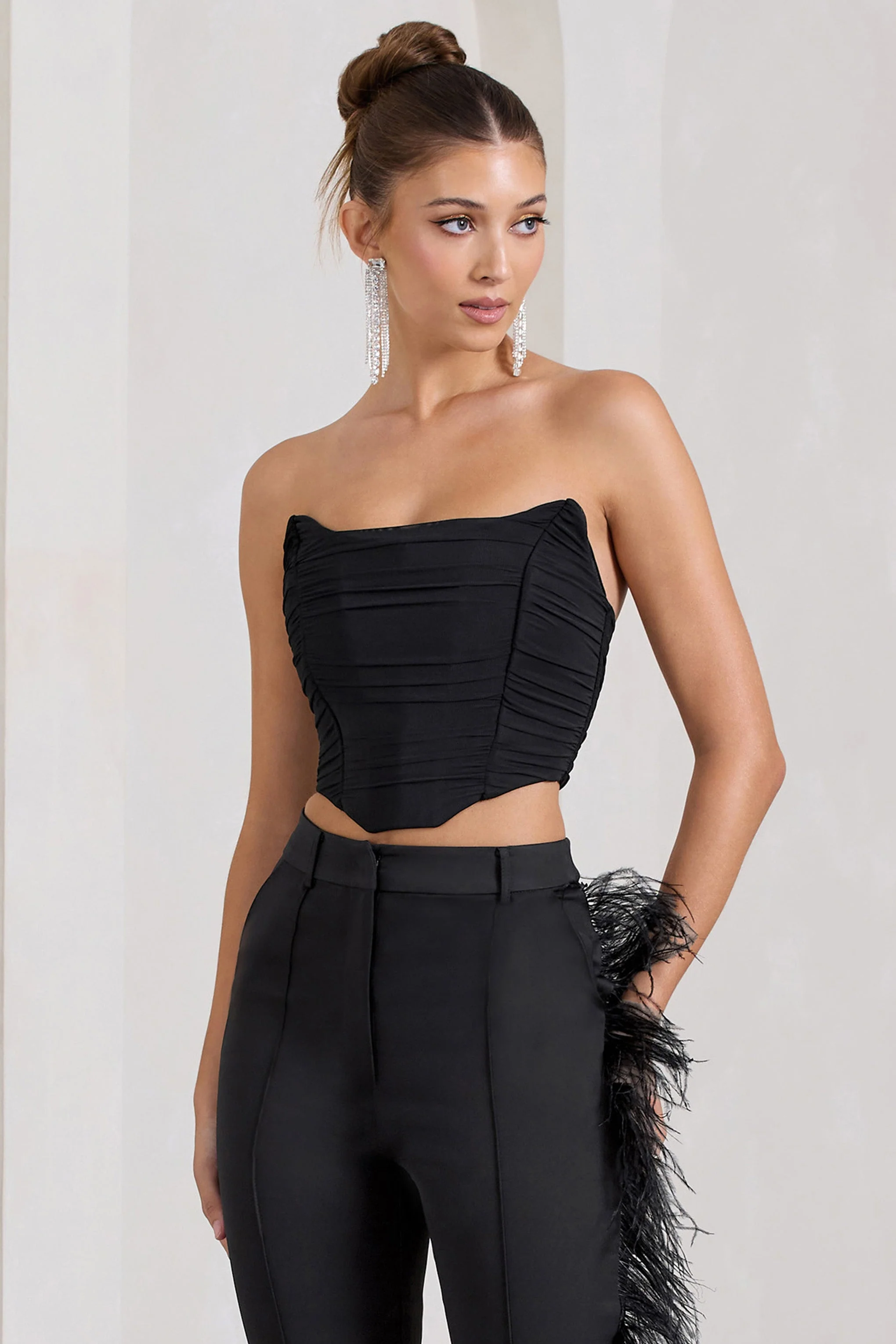 Obsessed | Black Bandeau Mesh Corset Style Crop Top - Image 5