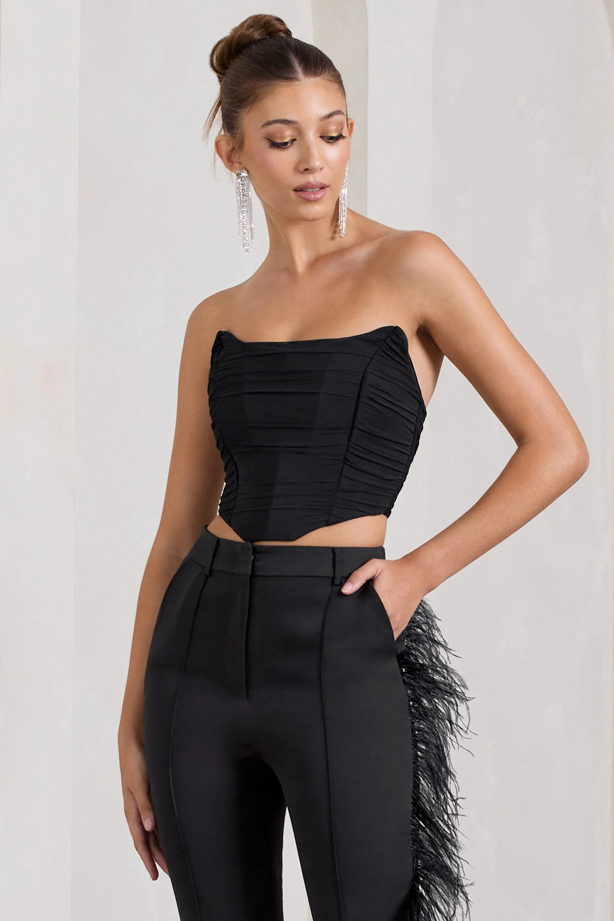 Obsessed | Black Bandeau Mesh Corset Style Crop Top - Image 6