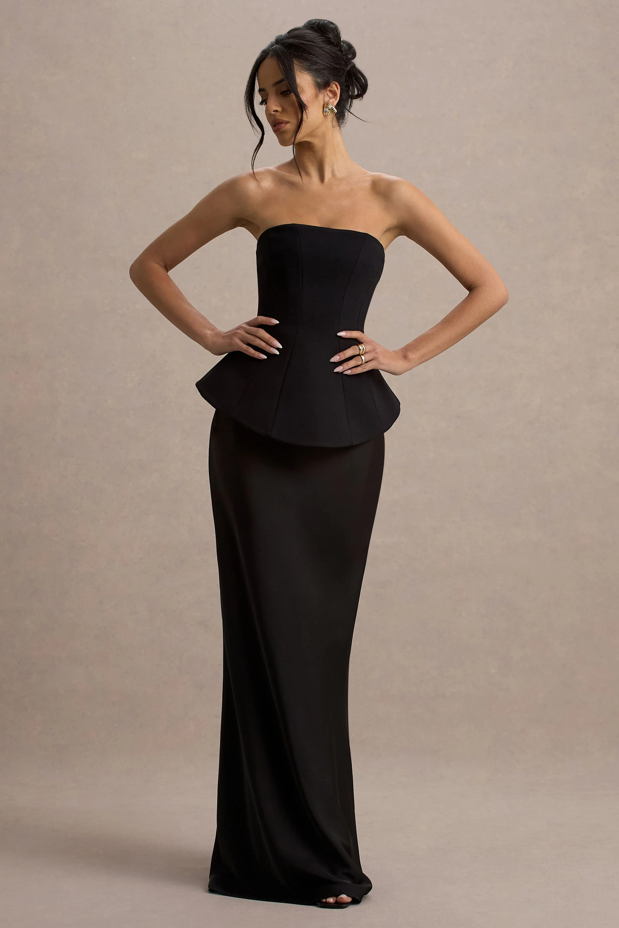 Ohio | Black Strapless Corset Maxi Dress - Image 5