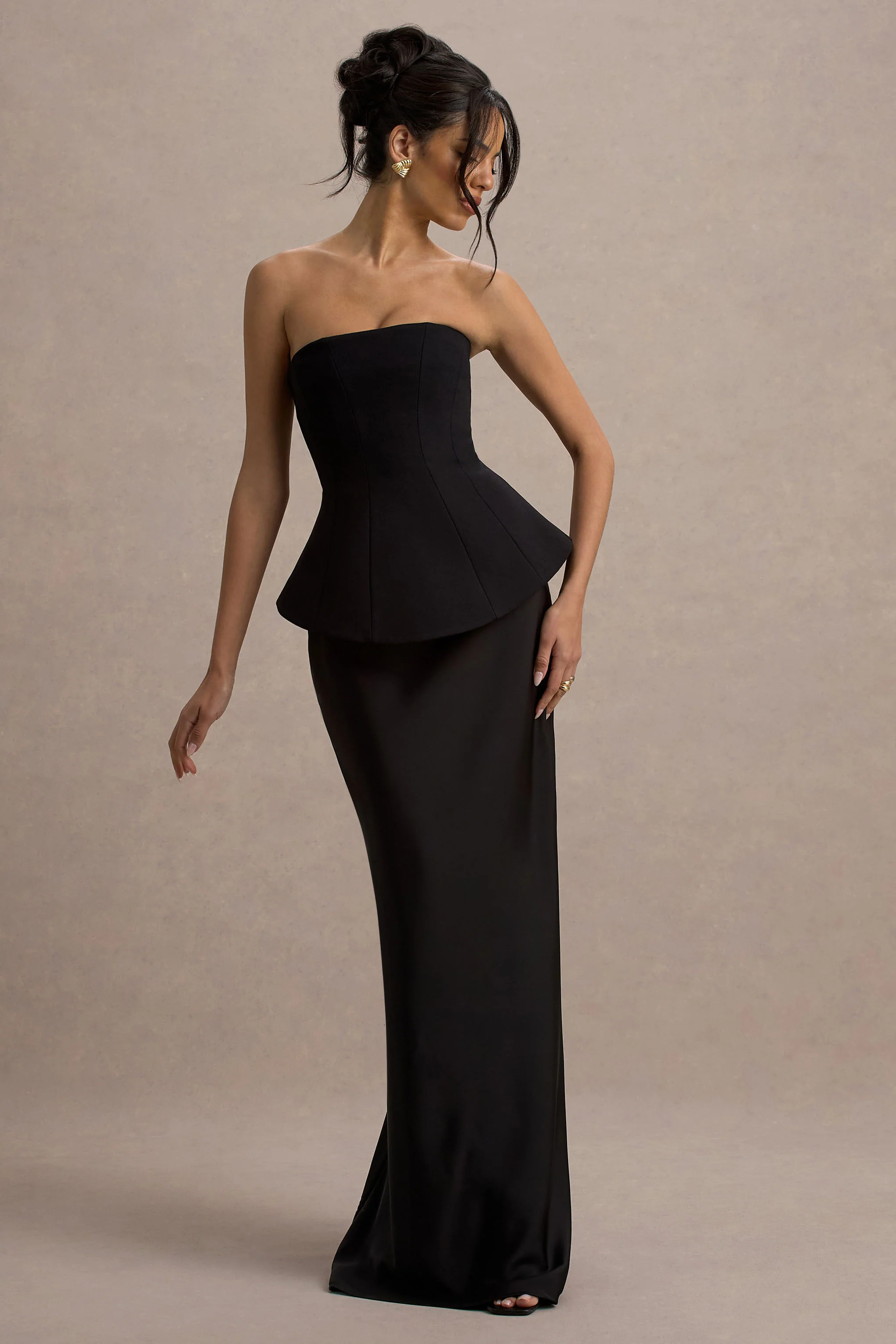 Ohio | Black Strapless Corset Maxi Dress - Image 6