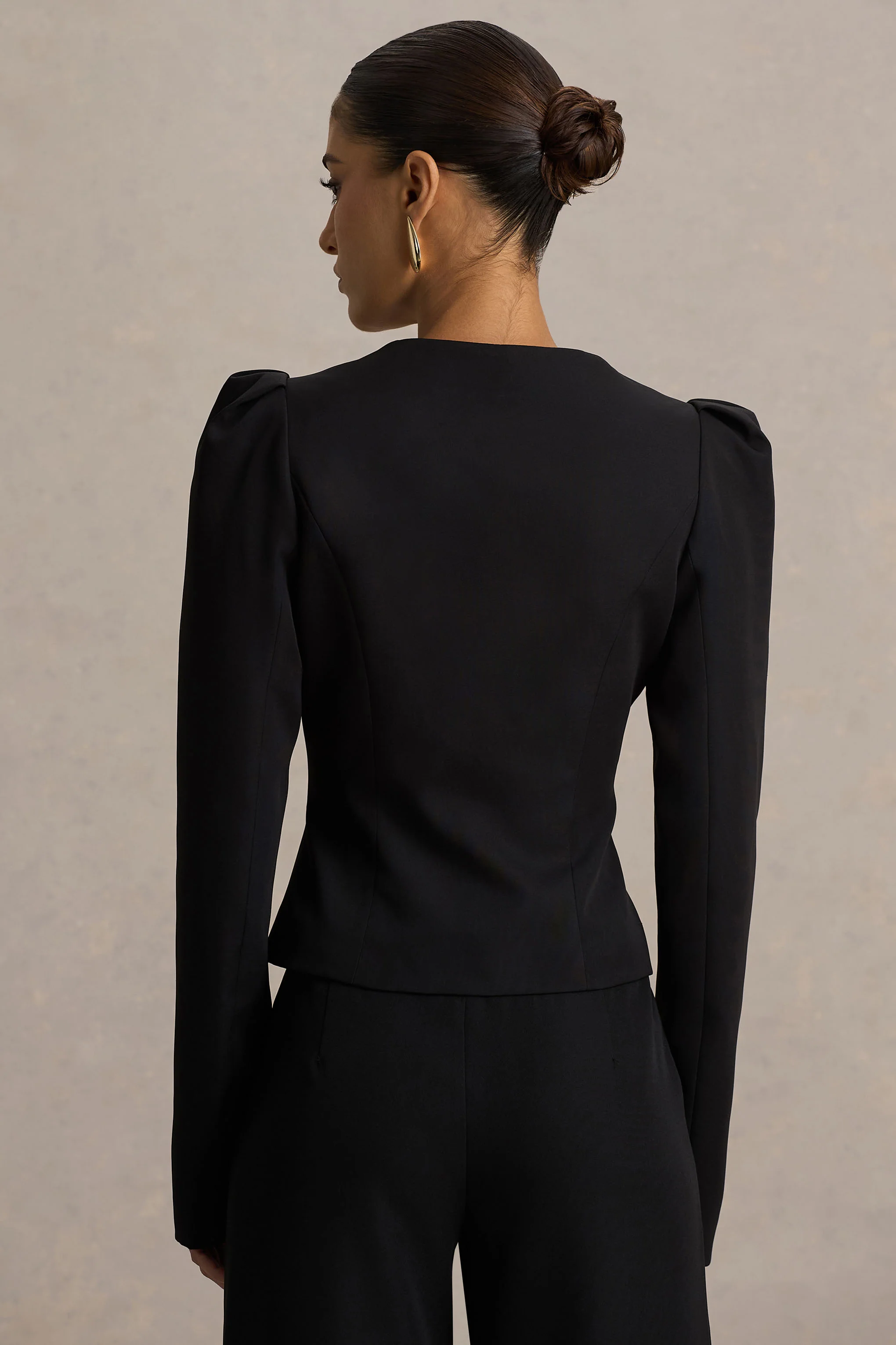 Olympia | Black Sweetheart-Neck Tailored Top - Image 2
