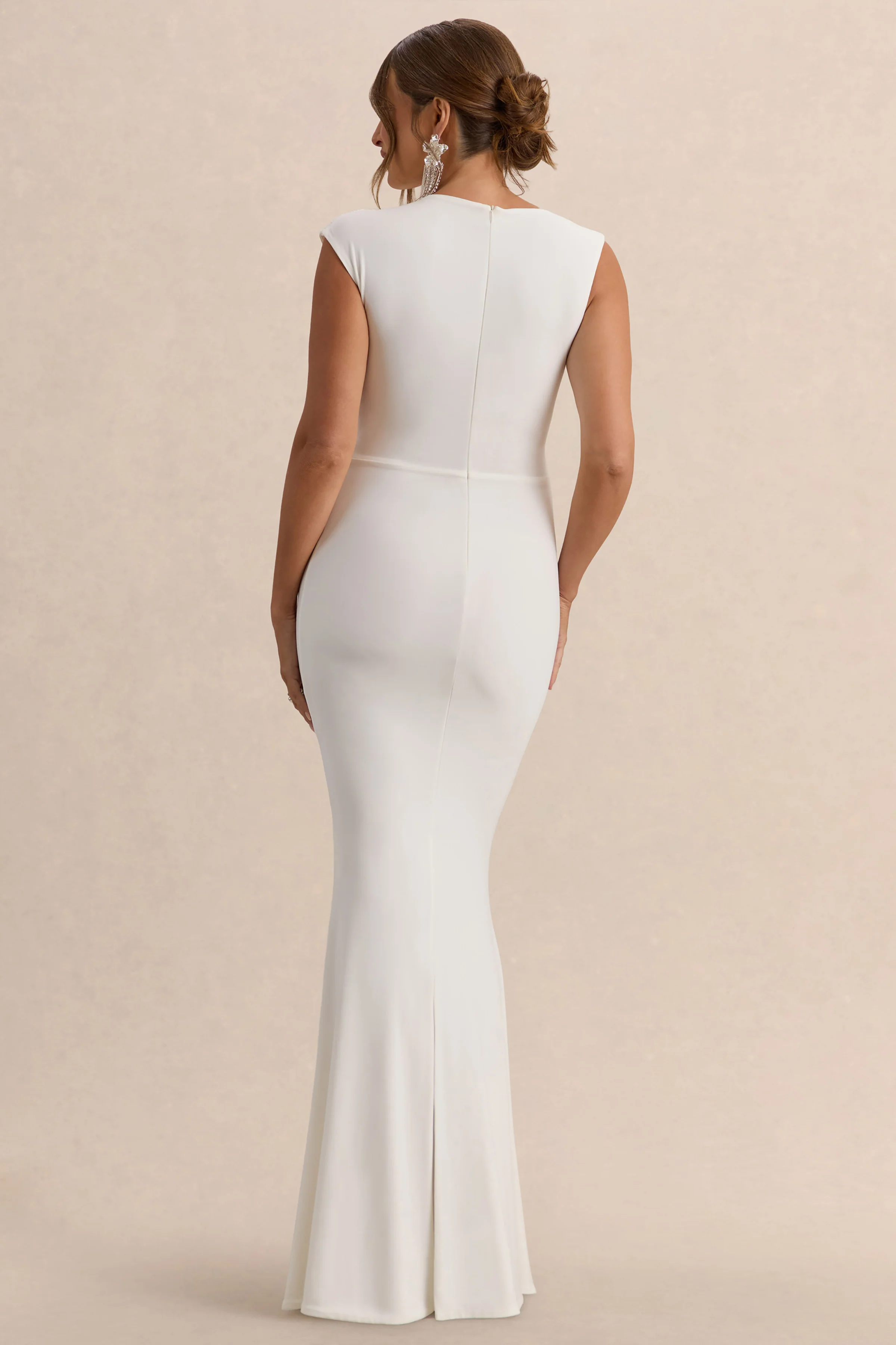 Osanna | White Wide-Neck Maternity Maxi Dress With Ruched Detailing - Image 2