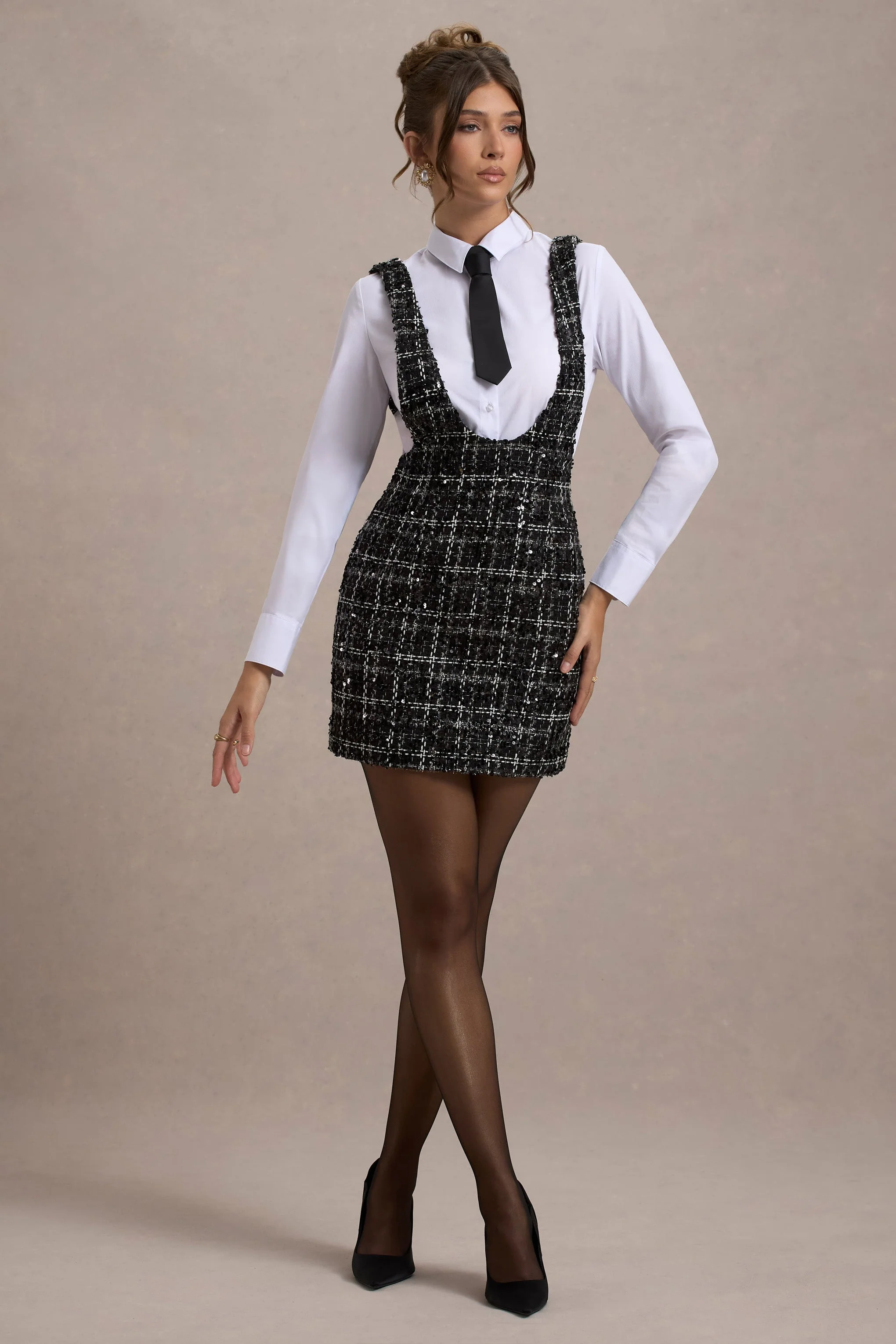 Oxford | Black Boucle Sleeveless Pinafore - Image 4