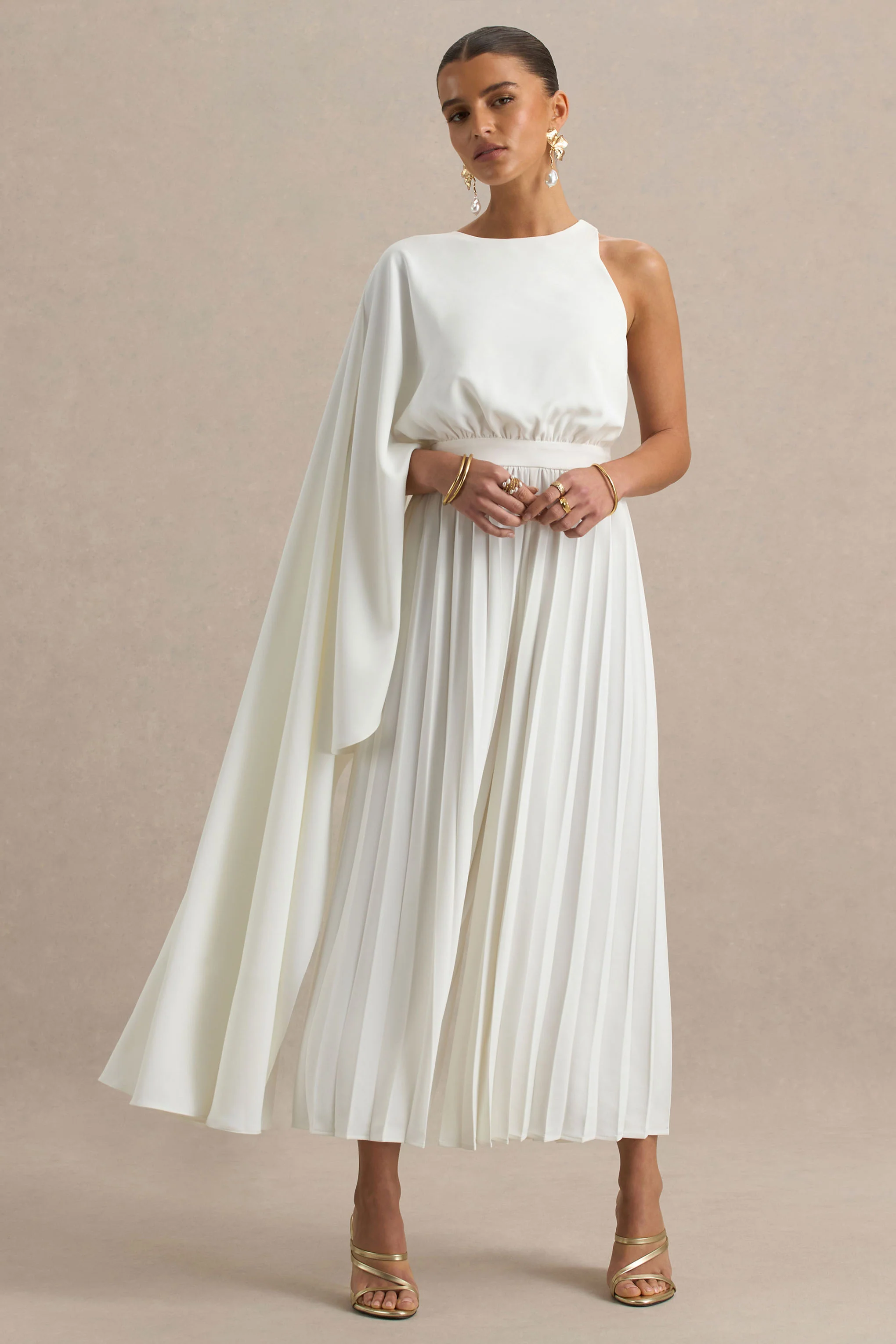 Paradise | White Cape-Sleeve Jumpsuit - Image 4