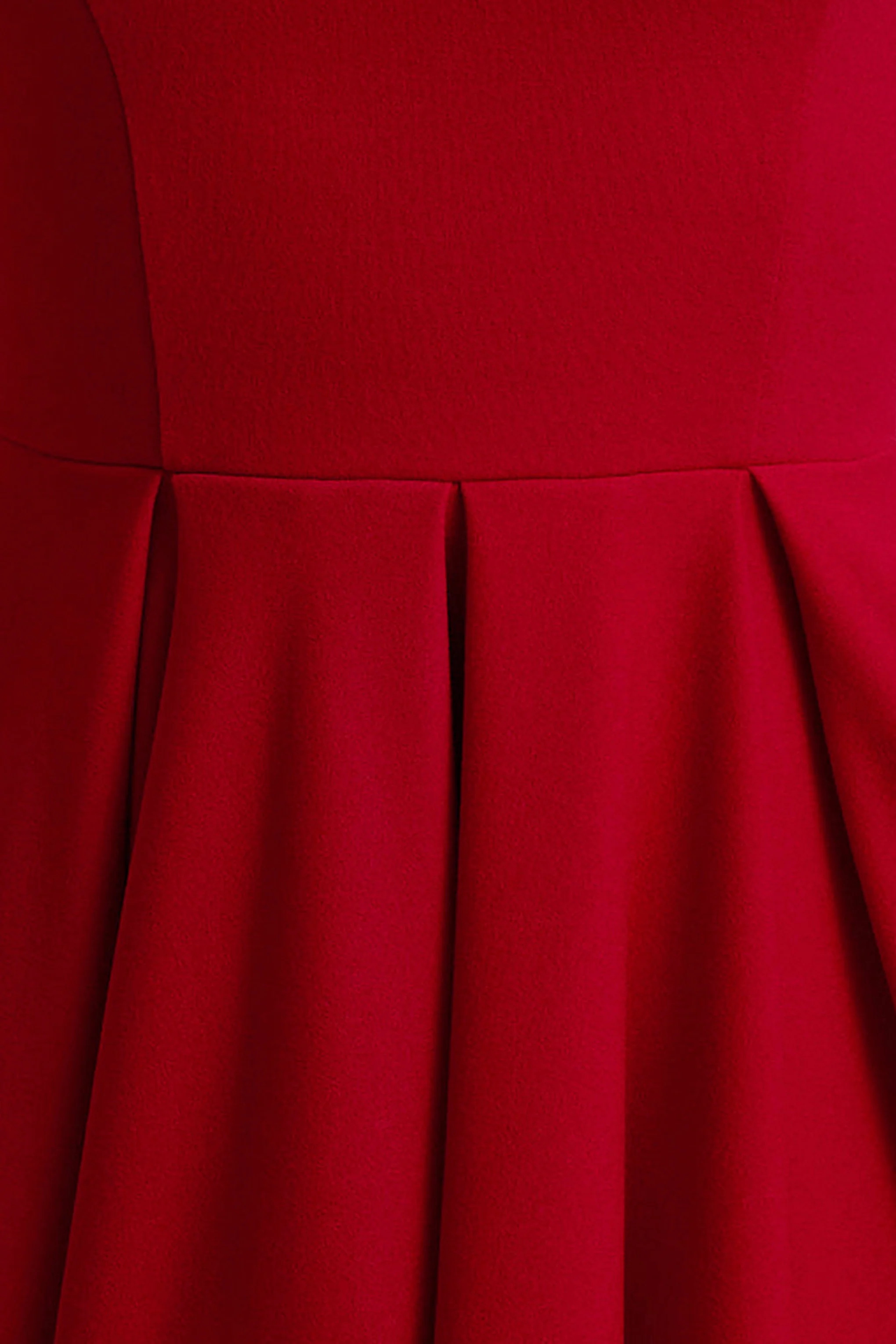 Parina | Red Strappy Volume-Hem Midi Dress - Image 6