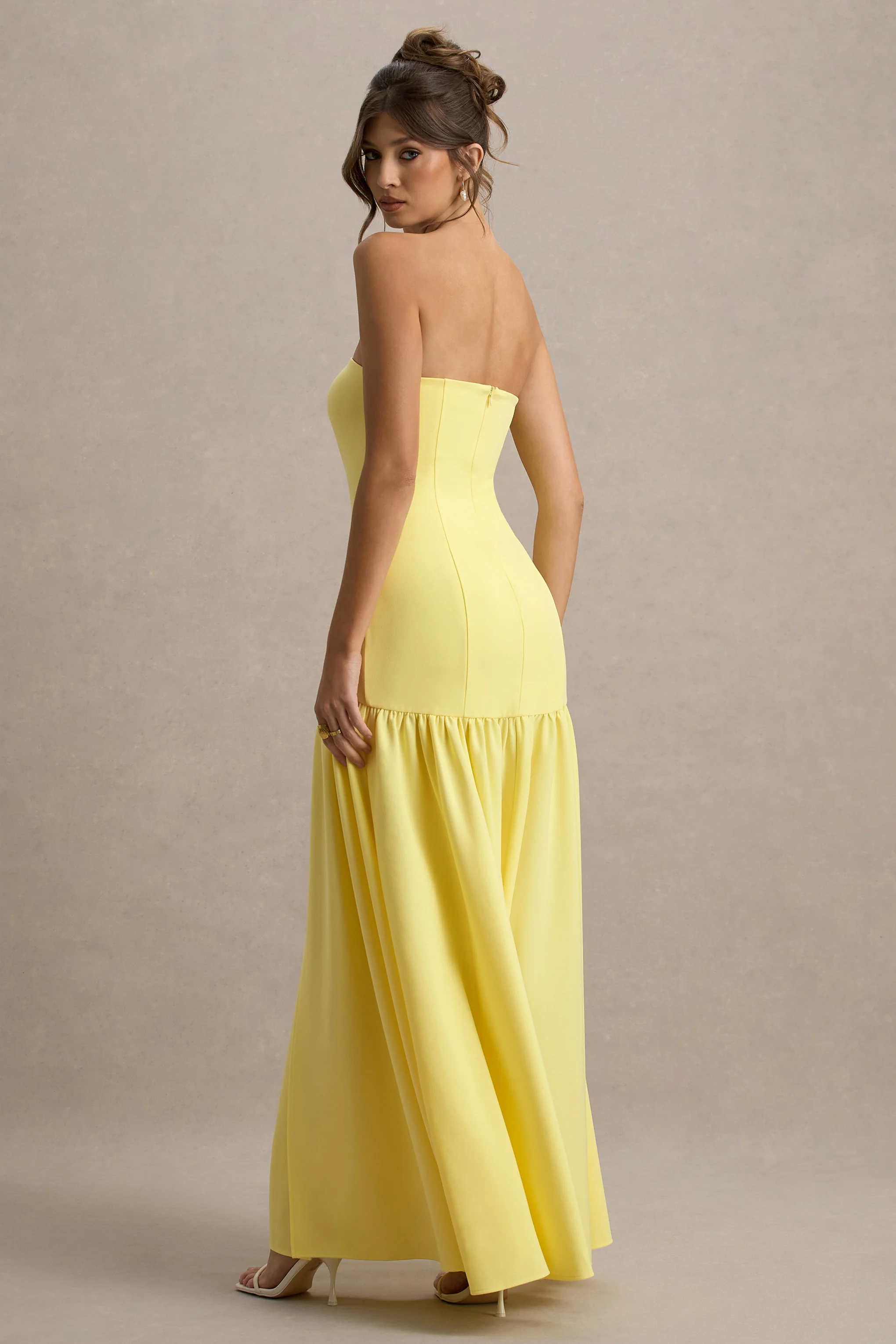 Penny | Lemon Bandeau Drop-Waist Maxi Dress - Image 2