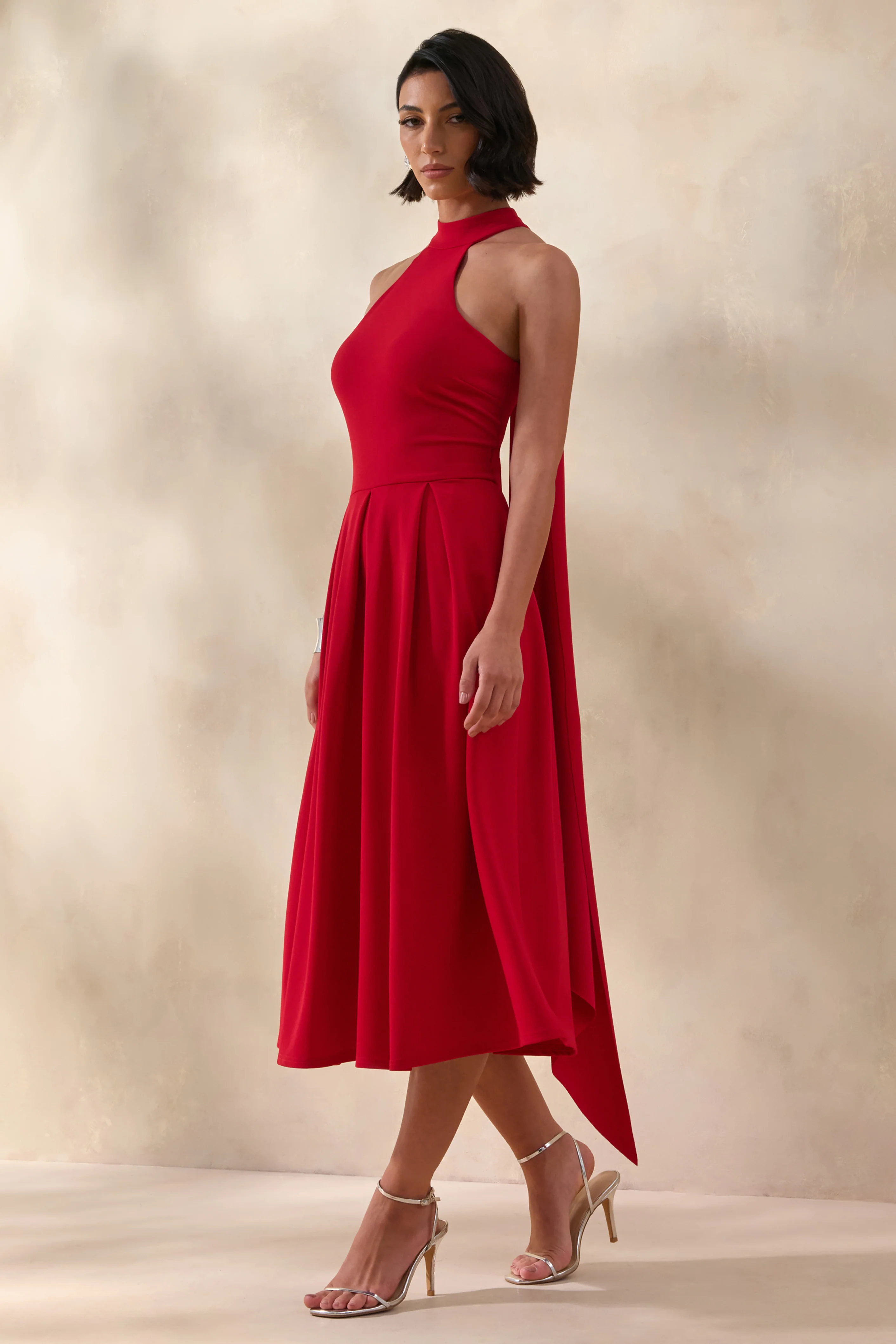 Rhode | Red Halter-Neck Midi Dress - Image 5
