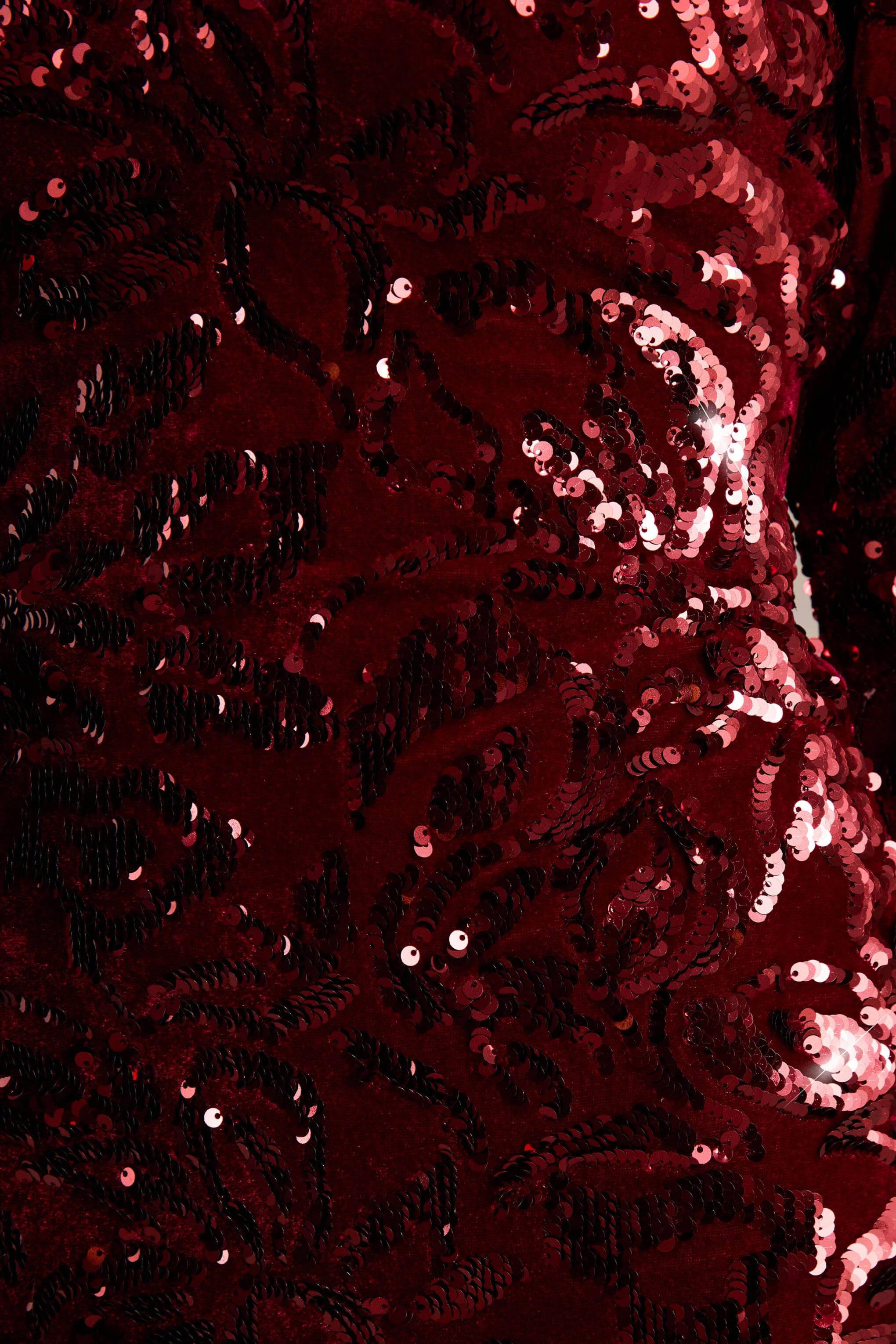 Ritz | Burgundy Sequin Plunge-Neck Mini Dress With Long Sleeves - Image 6