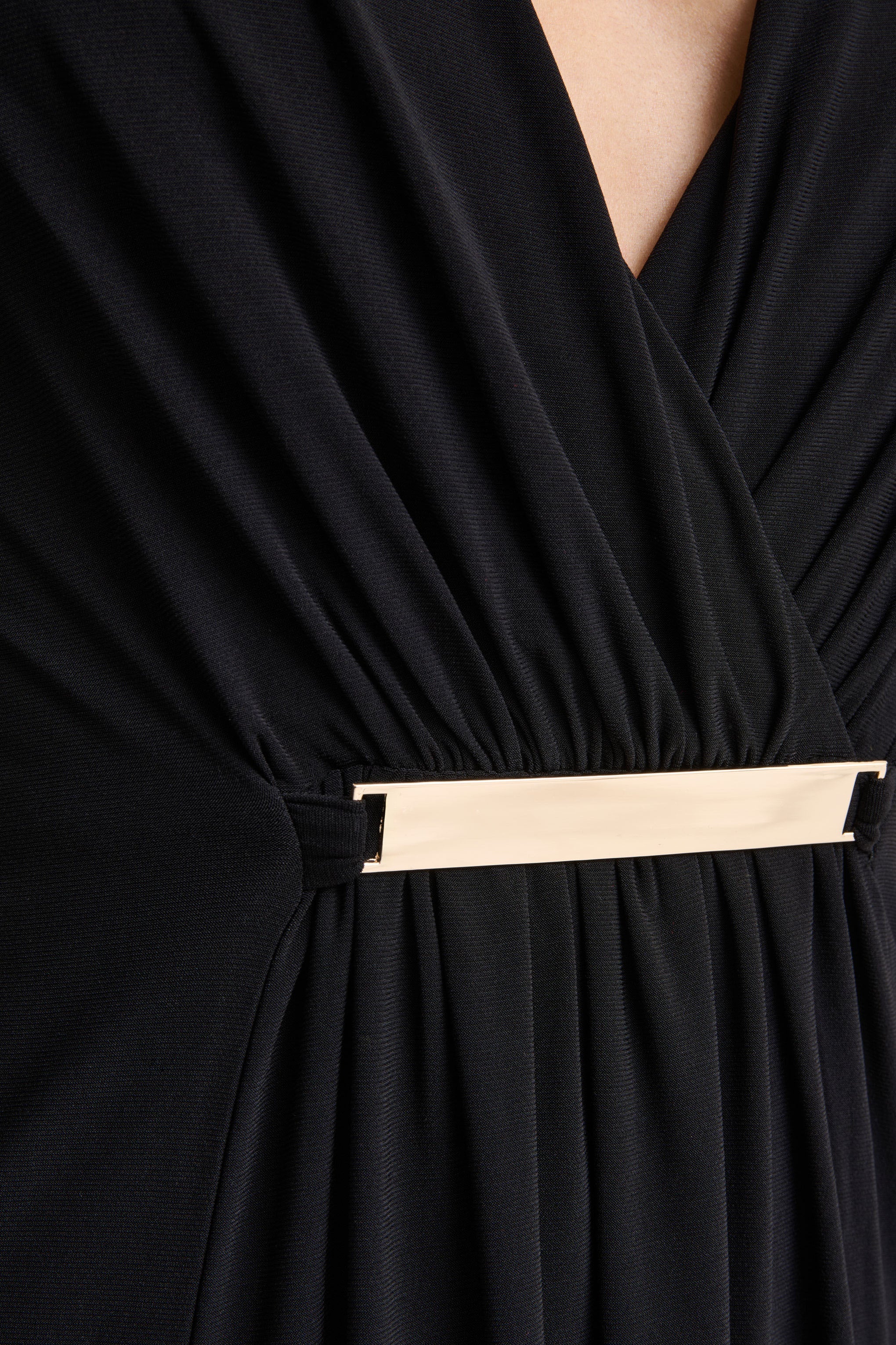 Romilly | Black Plunge-Neck Maxi Dress With Gathered Detail - Image 6