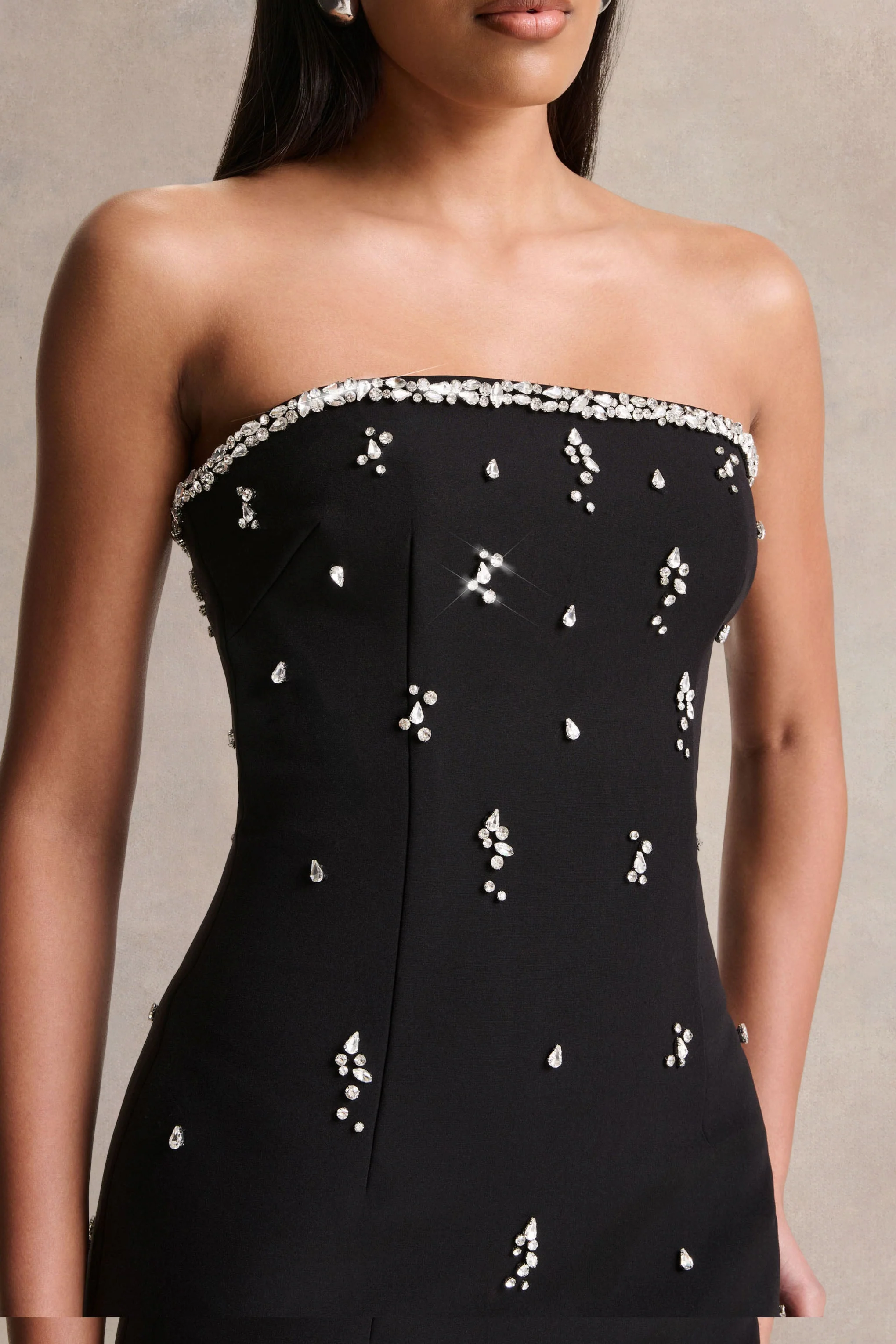 Rominia | Black Bandeau Hand-Embellished Maxi Dress - Image 3