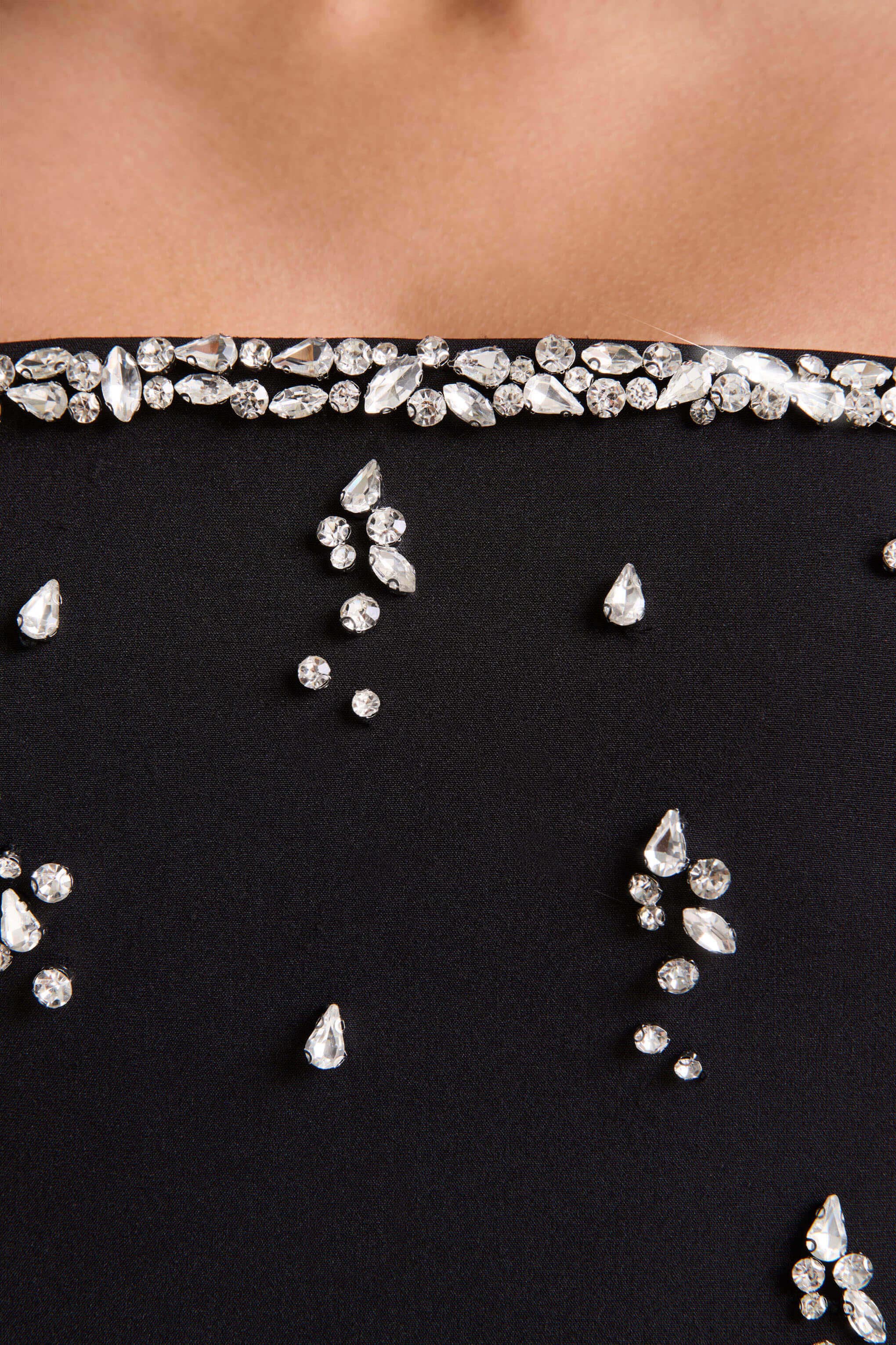Rominia | Black Bandeau Hand-Embellished Maxi Dress - Image 5