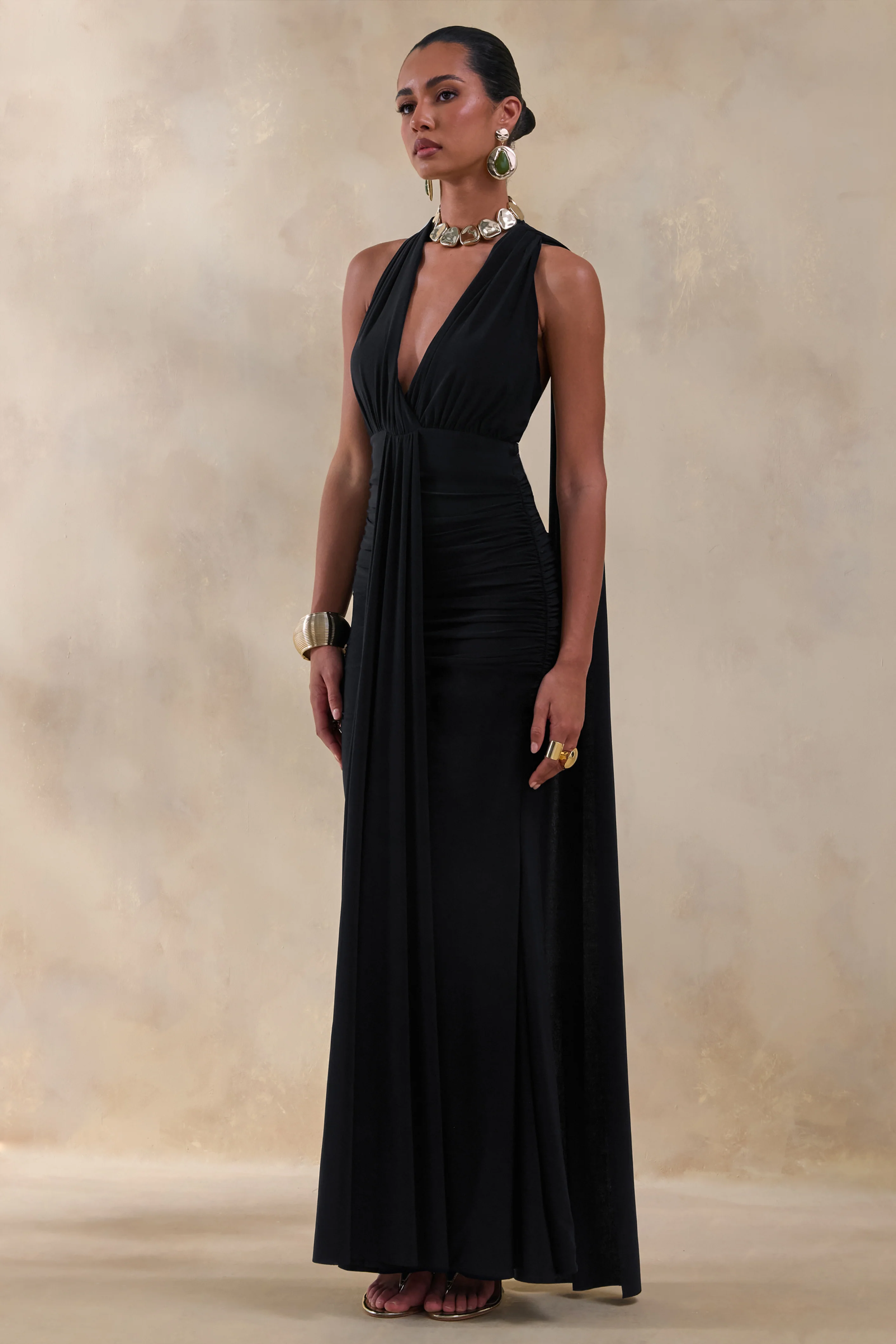 Roselani | Black Halter-Neck Maxi Dress With Open-Back - Image 4