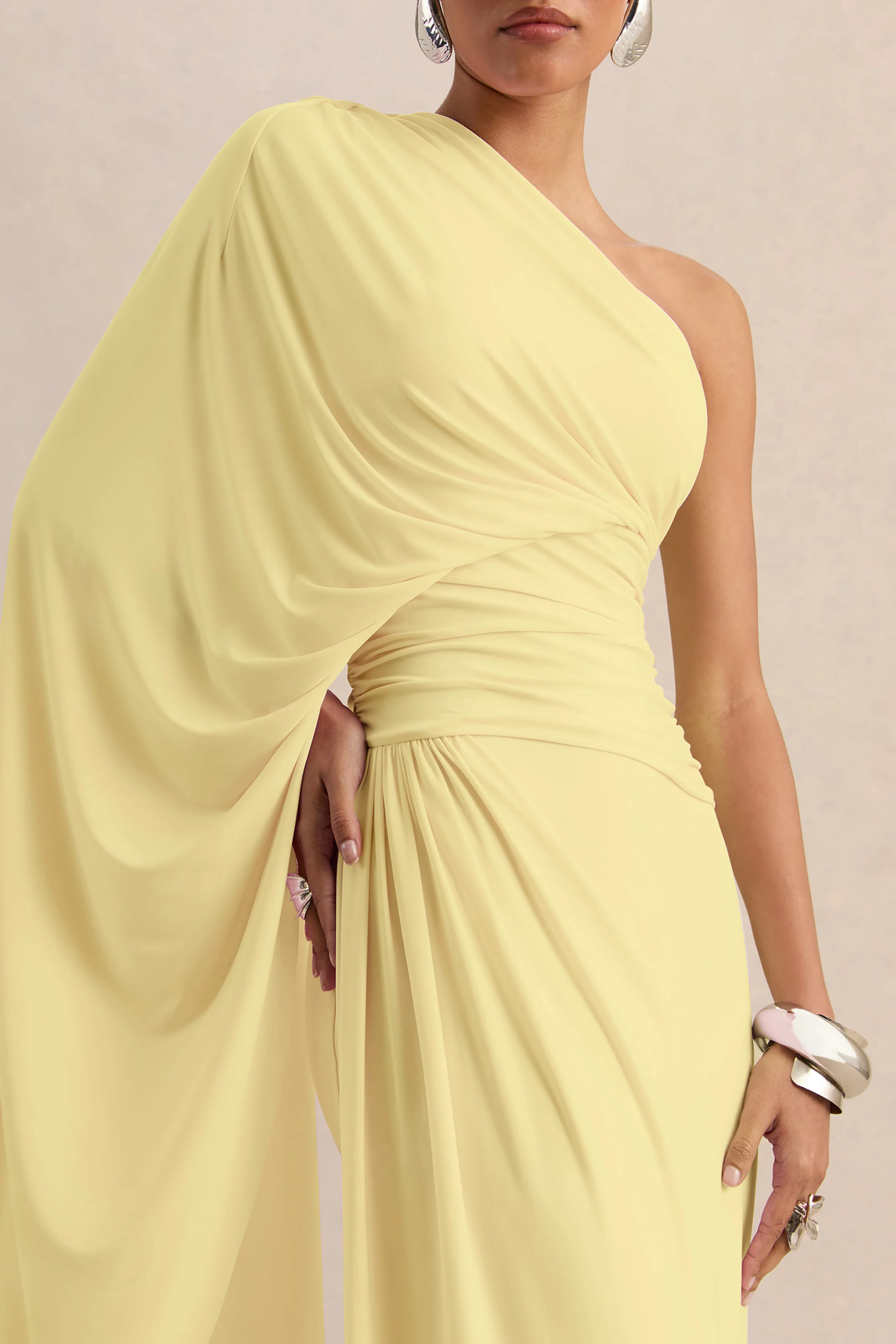 Sabella | Lemon Asymmetric-Neck Maxi Dress - Image 3