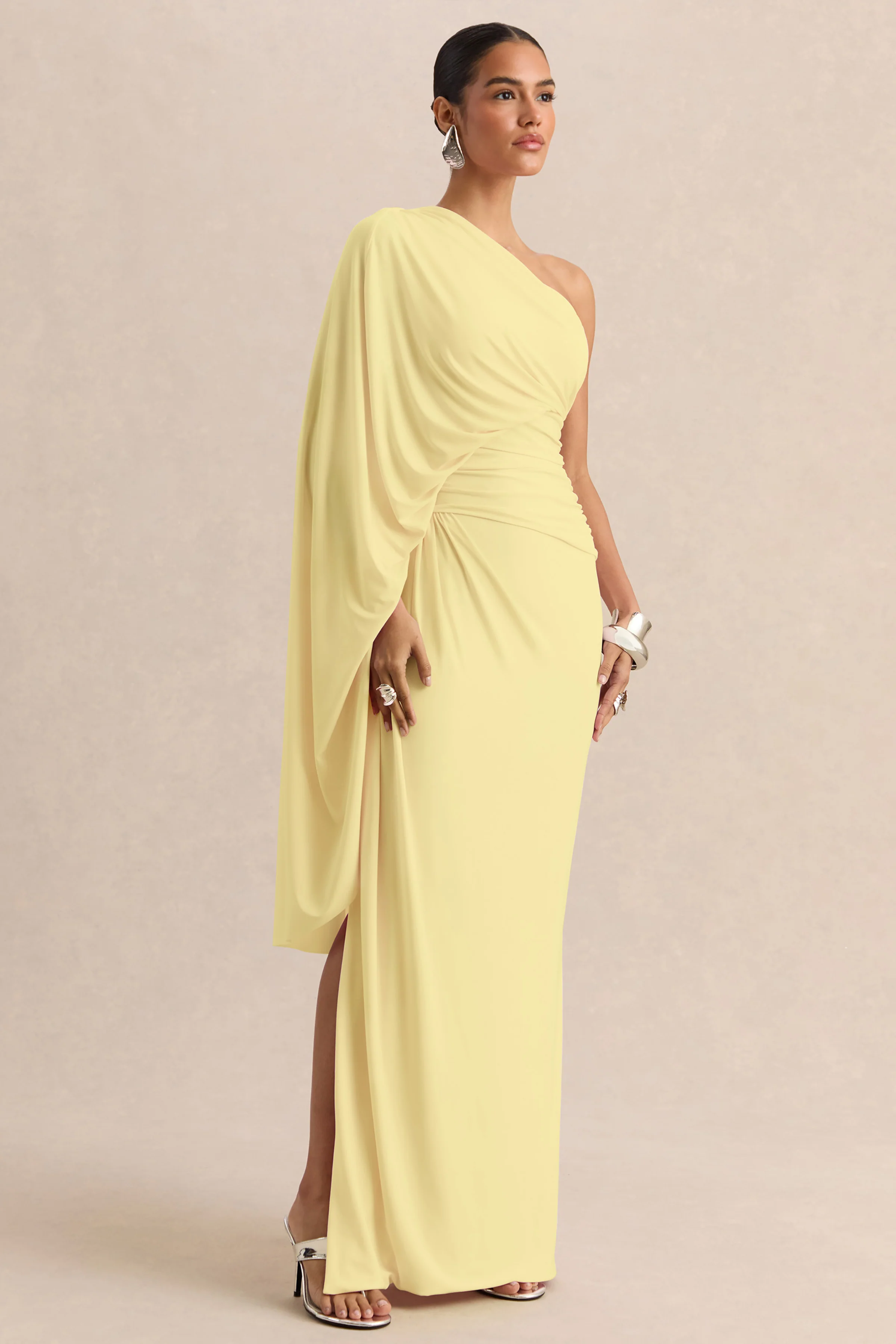 Sabella | Lemon Asymmetric-Neck Maxi Dress - Image 5