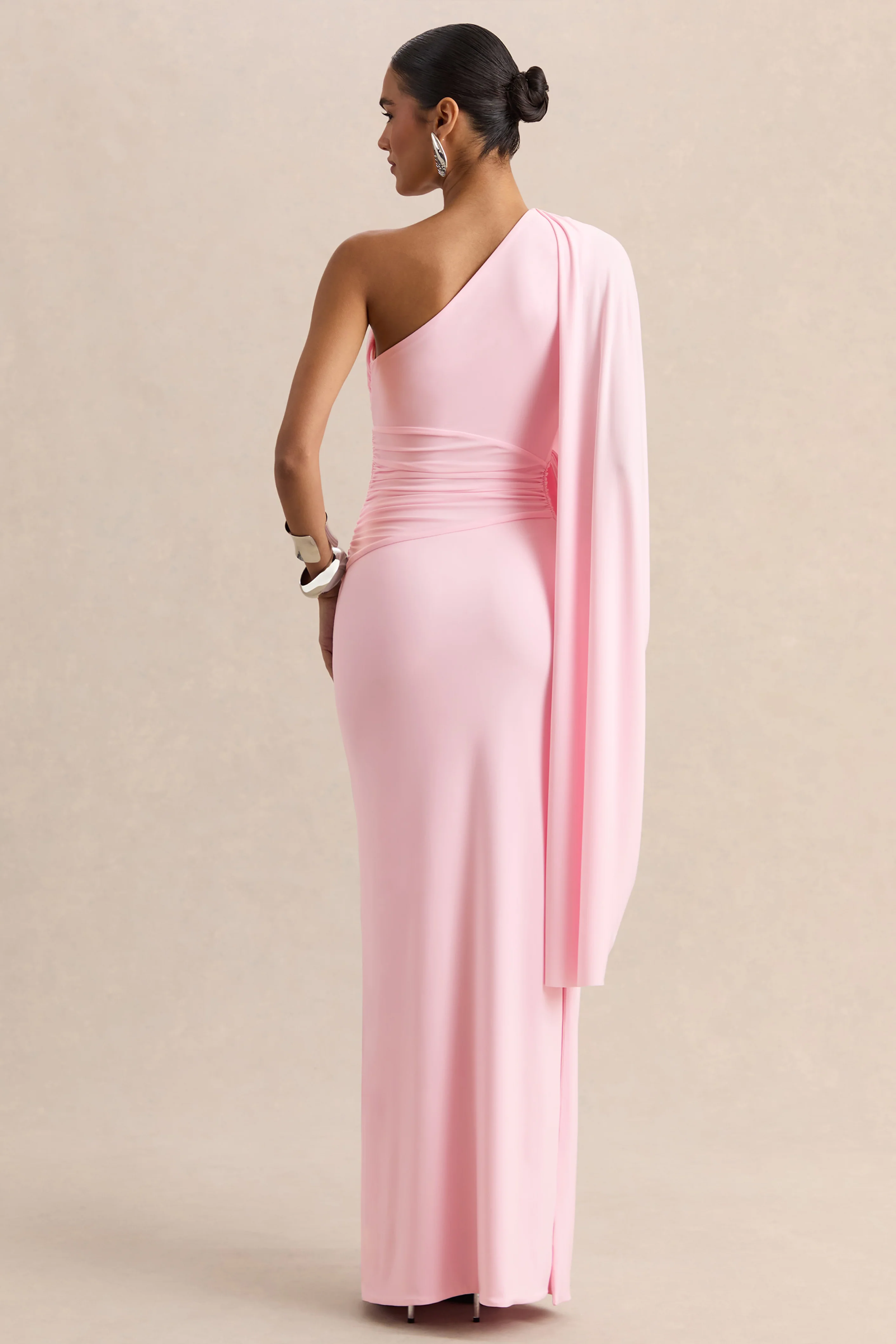 Sabella | Pink Asymmetric-Neck Maxi Dress - Image 2