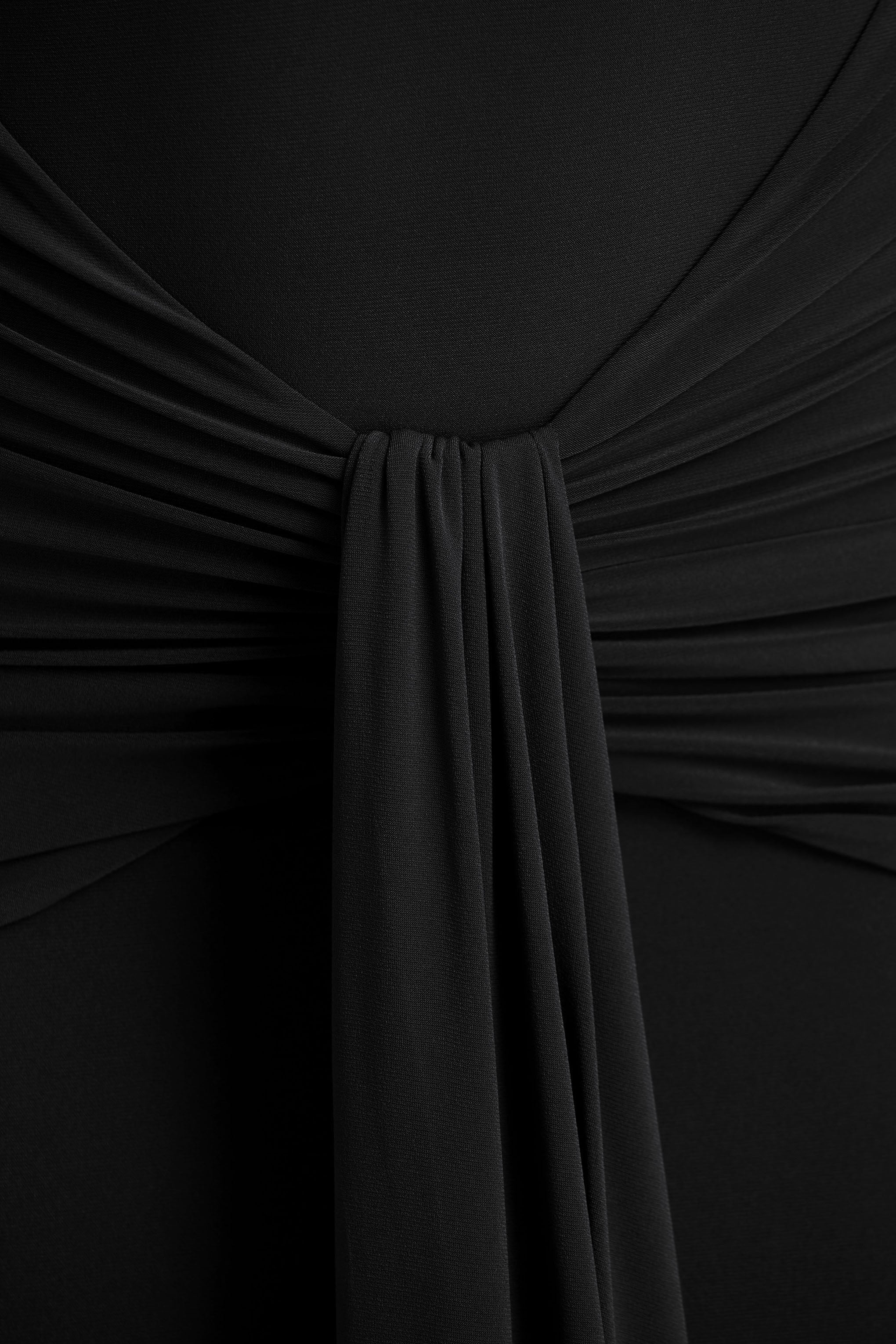 Saffie | Black Extreme-Plunge Wrap Maxi Dress With Long-Sleeves And Ruched Detailing - Image 6