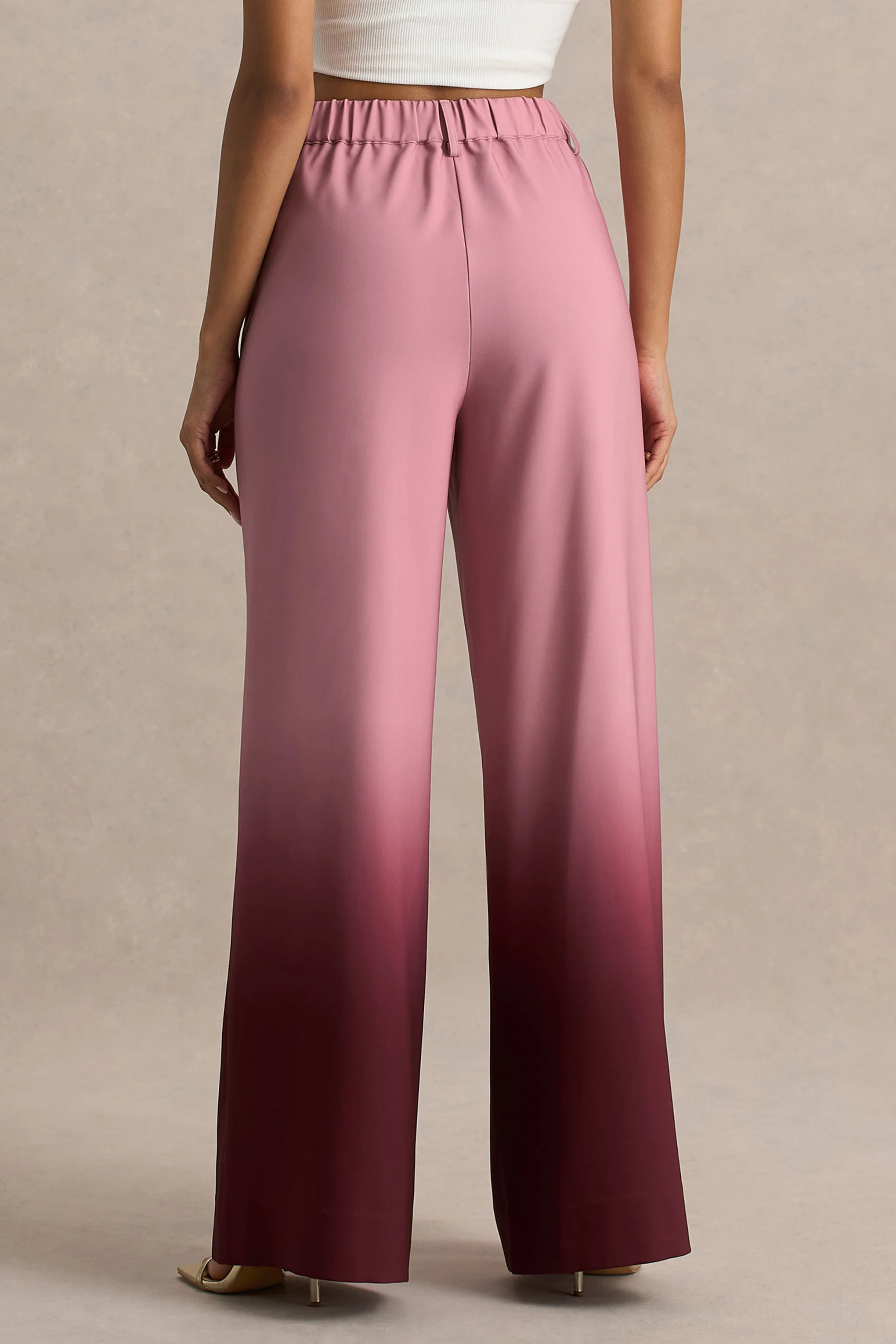 Safia | Cherry Ombre Satin Wide-Leg Trousers - Image 4