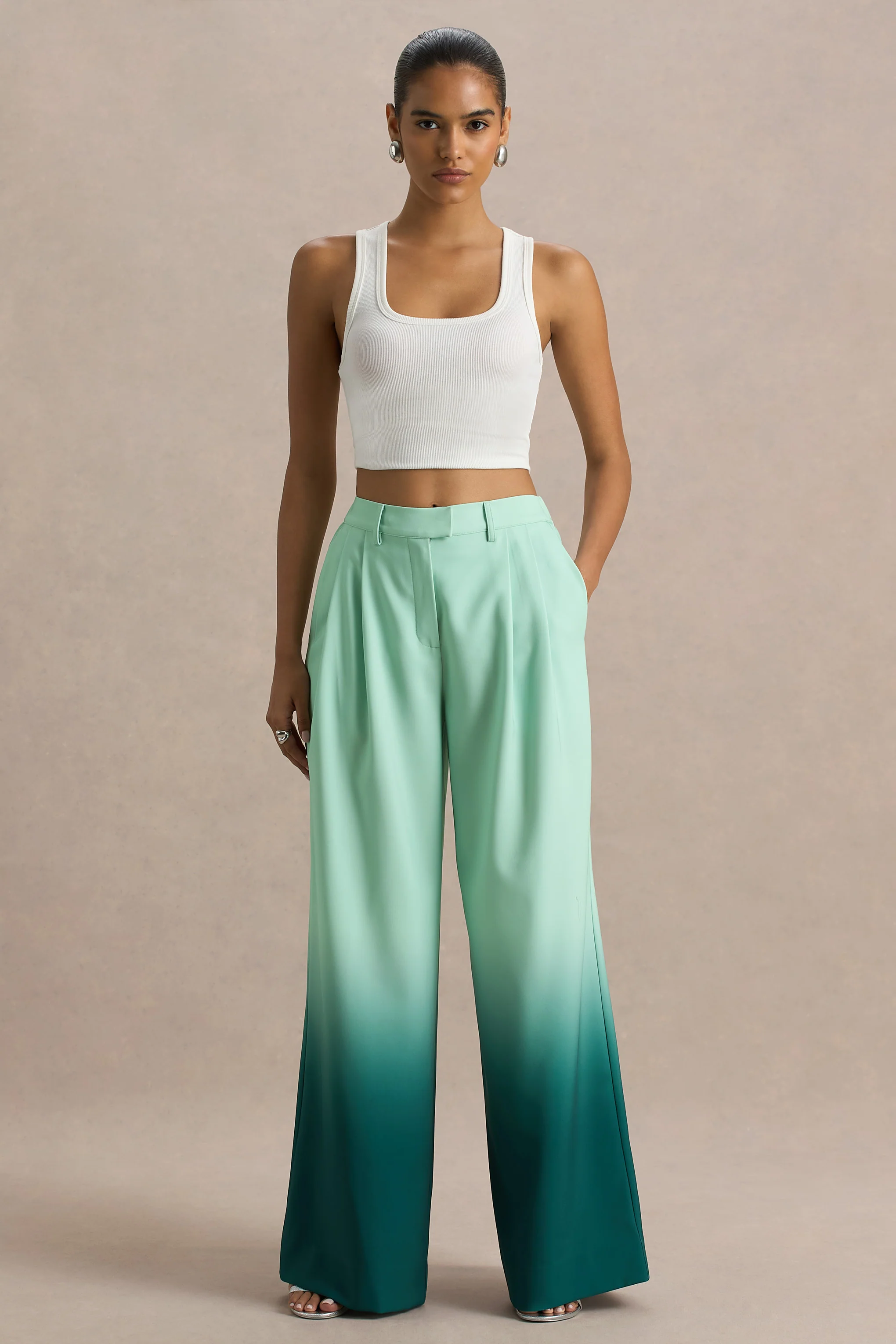 Safia | Emerald Ombre Satin Wide-Leg - Image 4