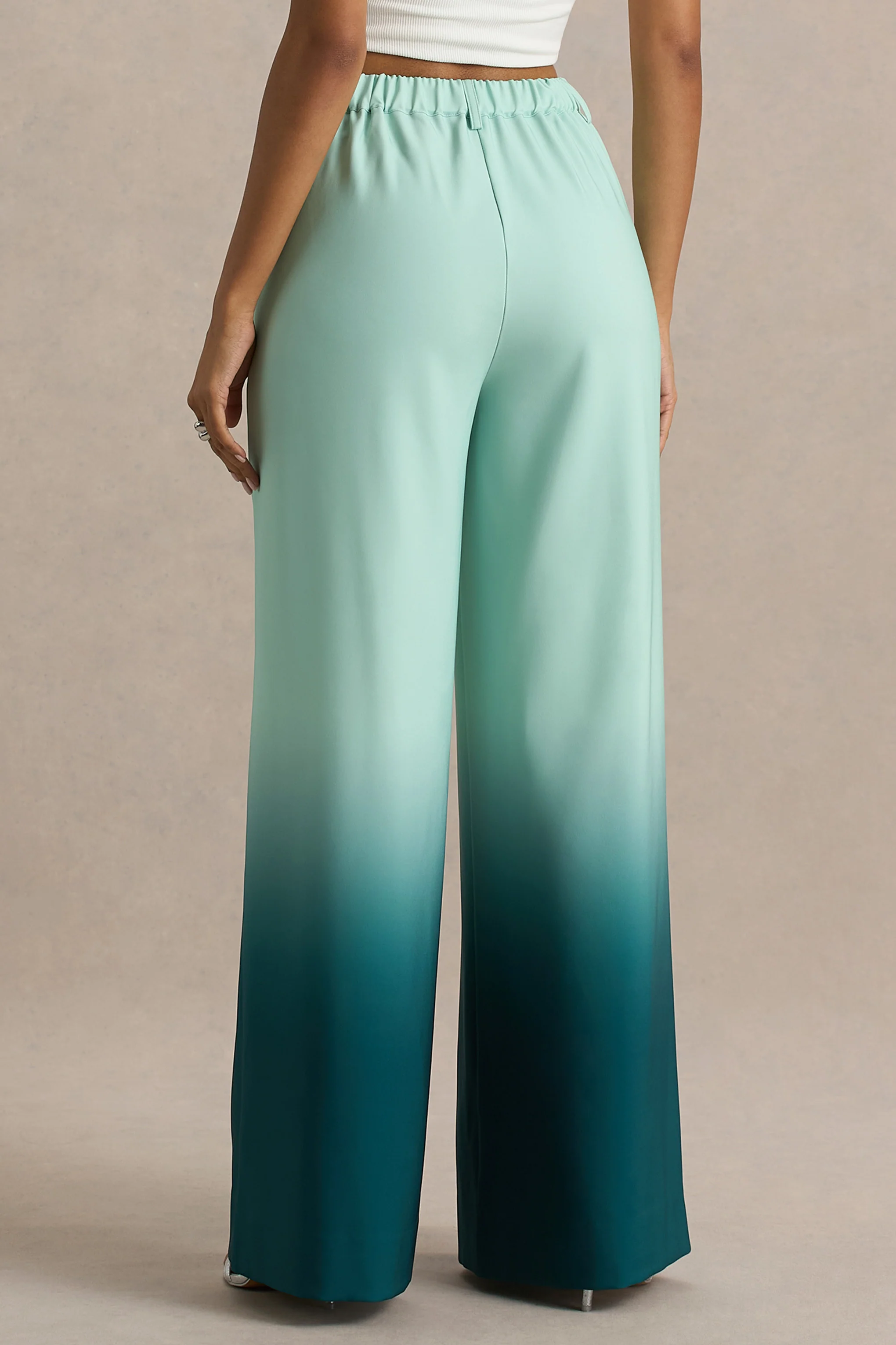 Safia | Emerald Ombre Satin Wide-Leg - Image 6