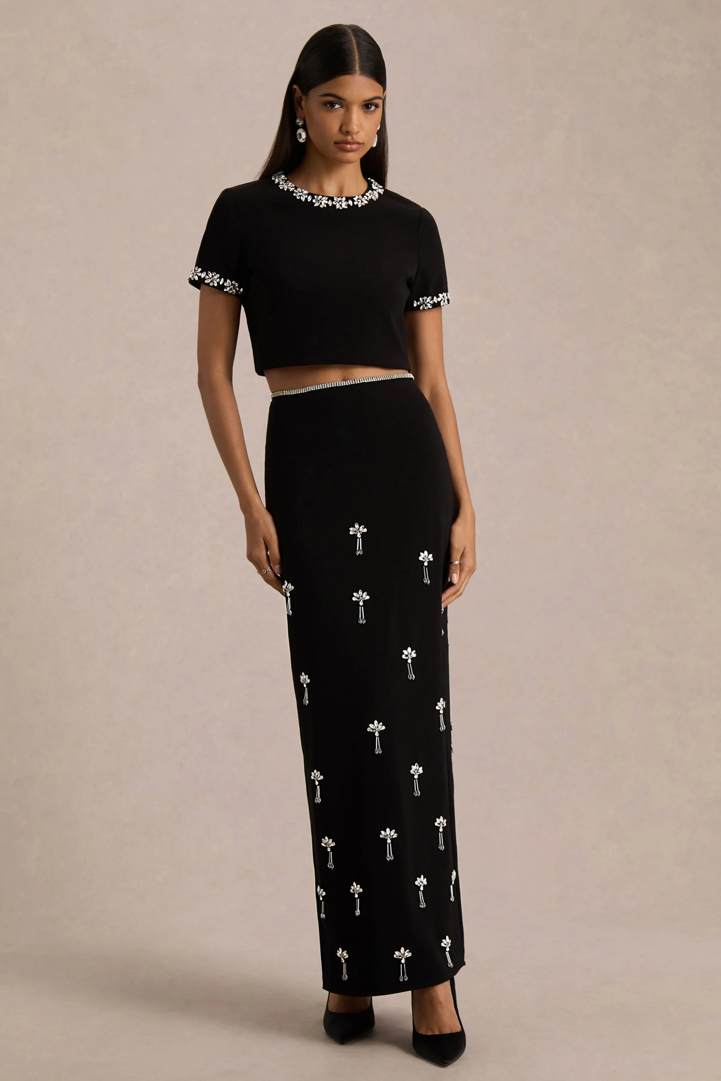 Salma | Black Hand-Embellished Top - Image 5