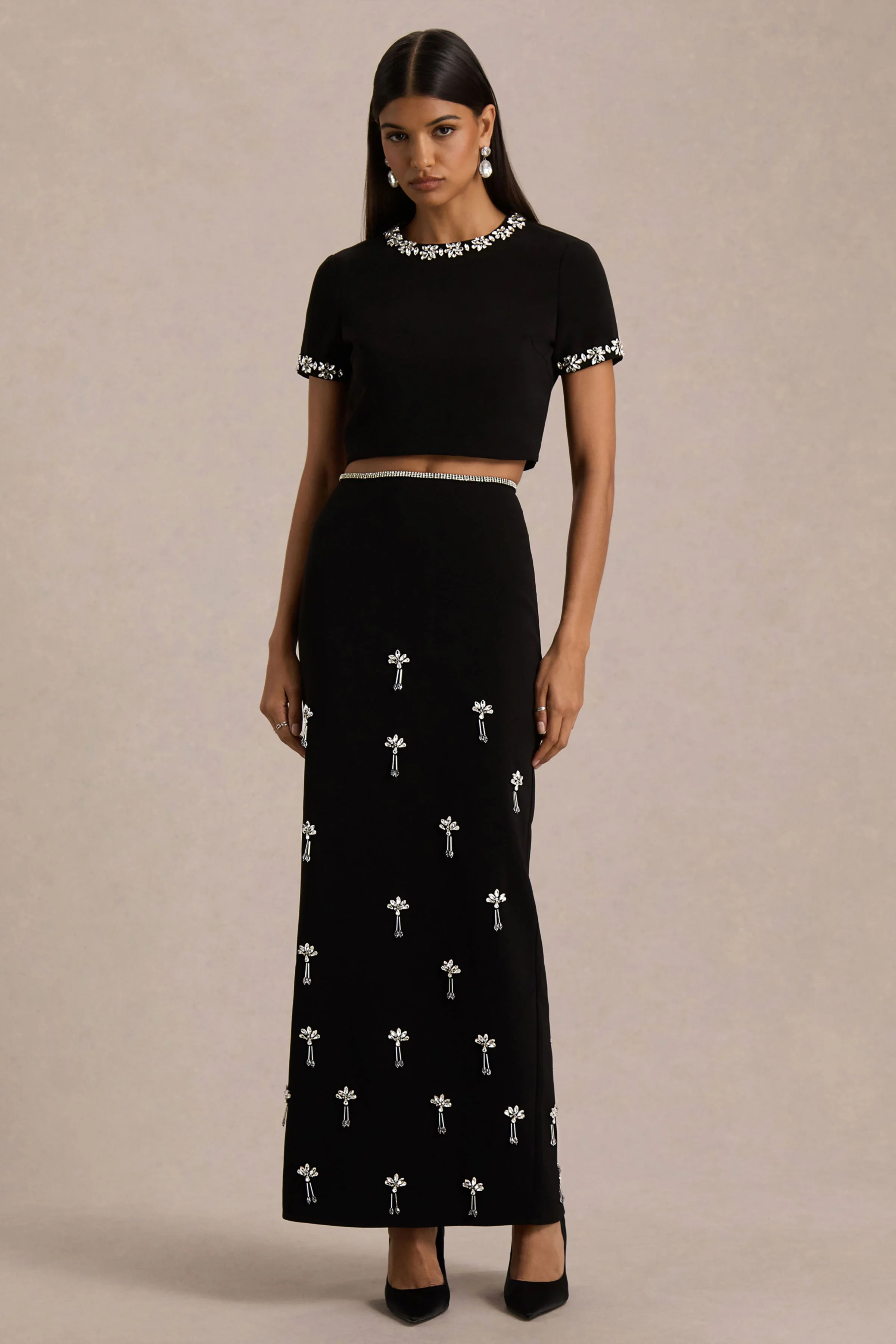 Salma | Black Hand-Embellished Top - Image 7