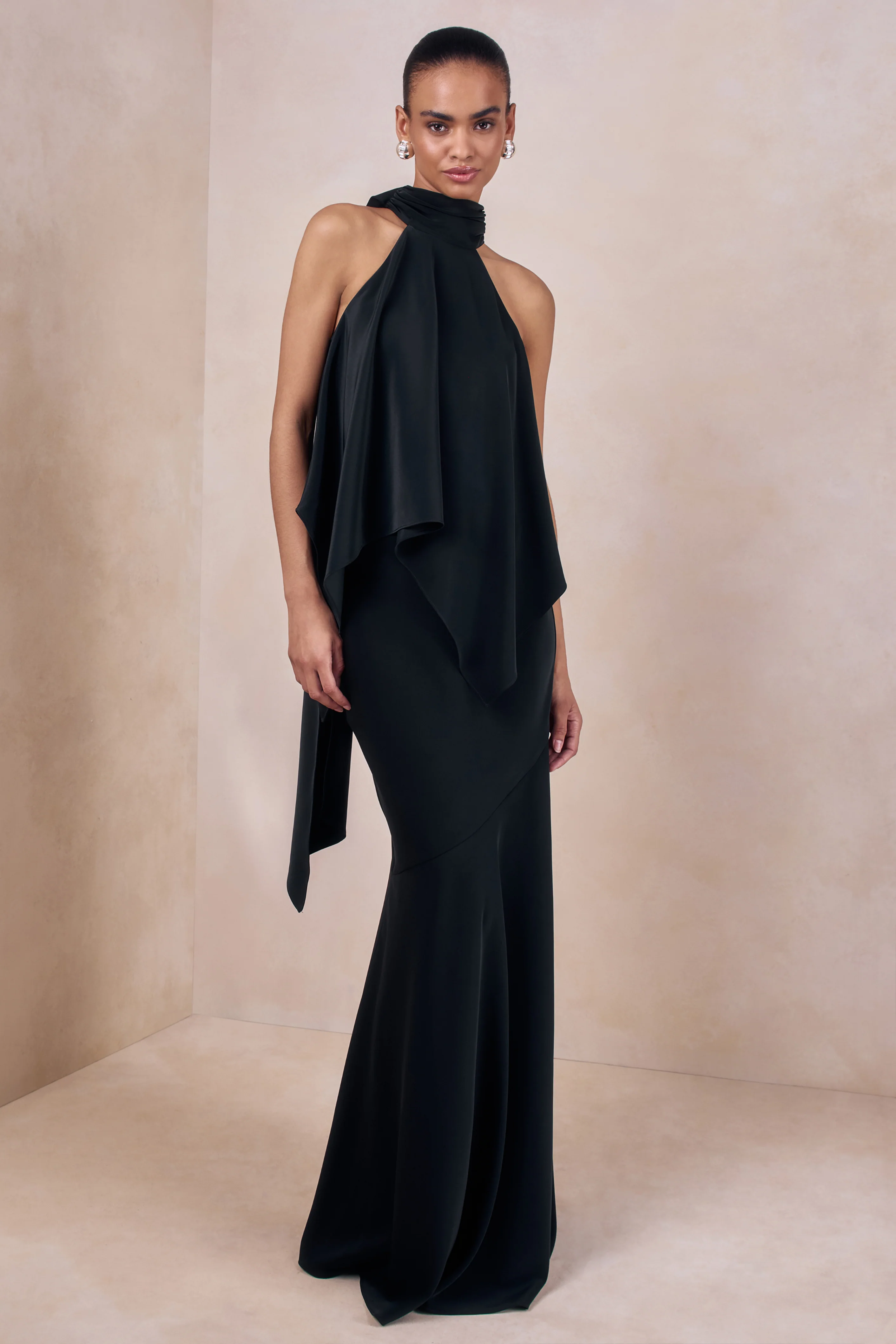 Sancelle | Black Matte Satin Halter-Neck Top - Image 4