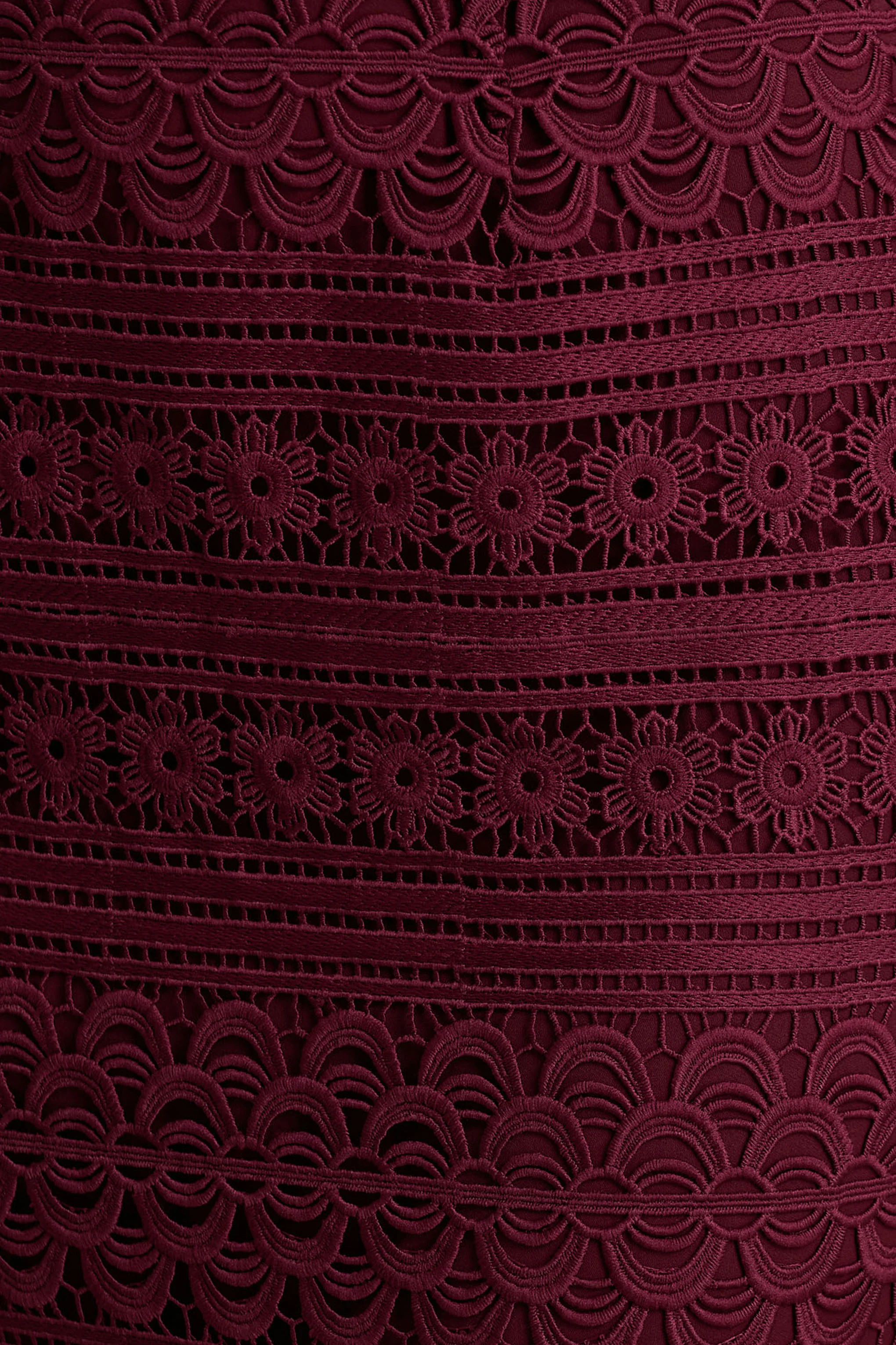 Secret | Burgundy Bandeau Lace Midi Dress With Scarf Detail - Image 6