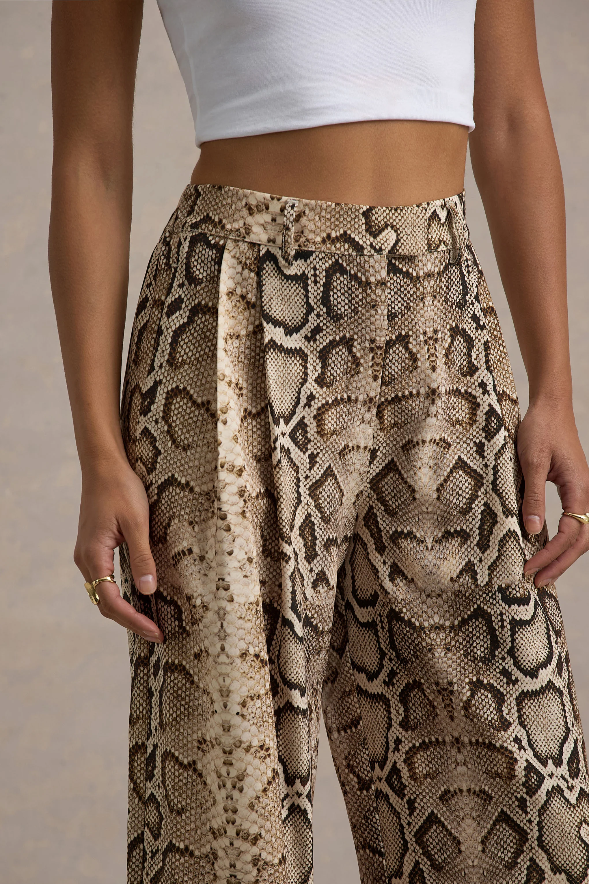 Shaniya | Snake Print Wide-Leg Trousers - Image 3