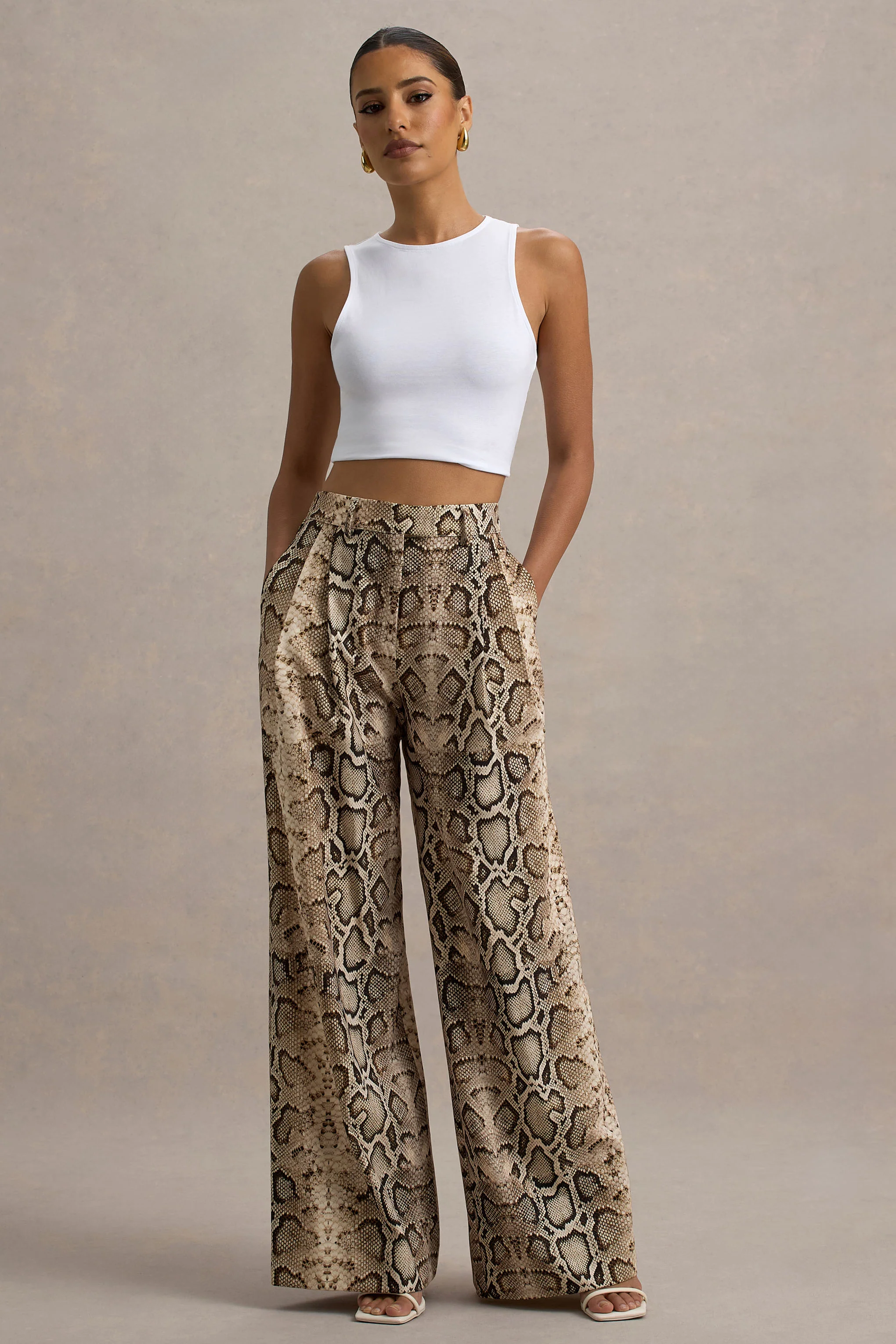 Shaniya | Snake Print Wide-Leg Trousers - Image 5