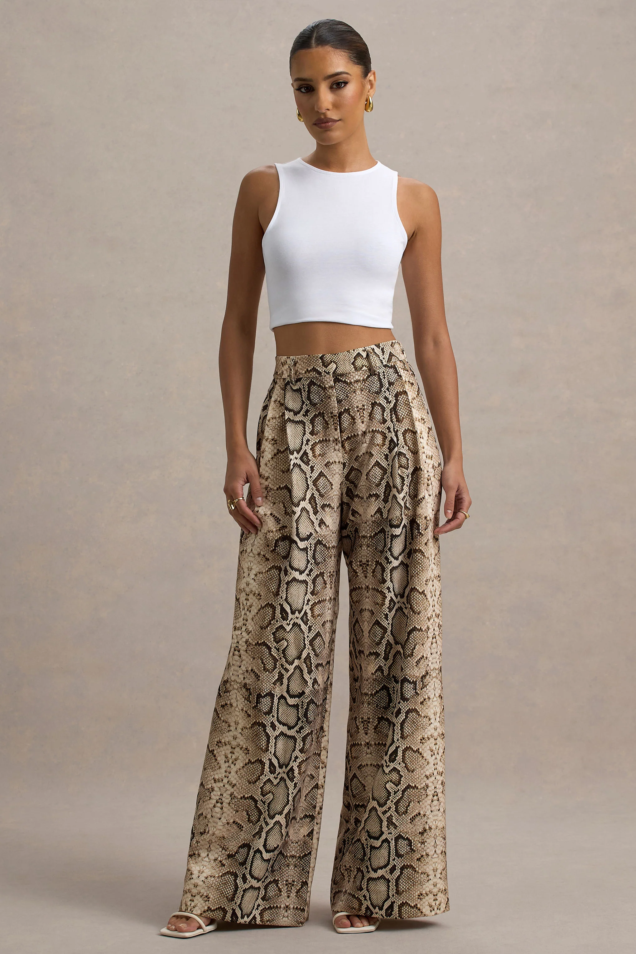 Shaniya | Snake Print Wide-Leg Trousers - Image 6