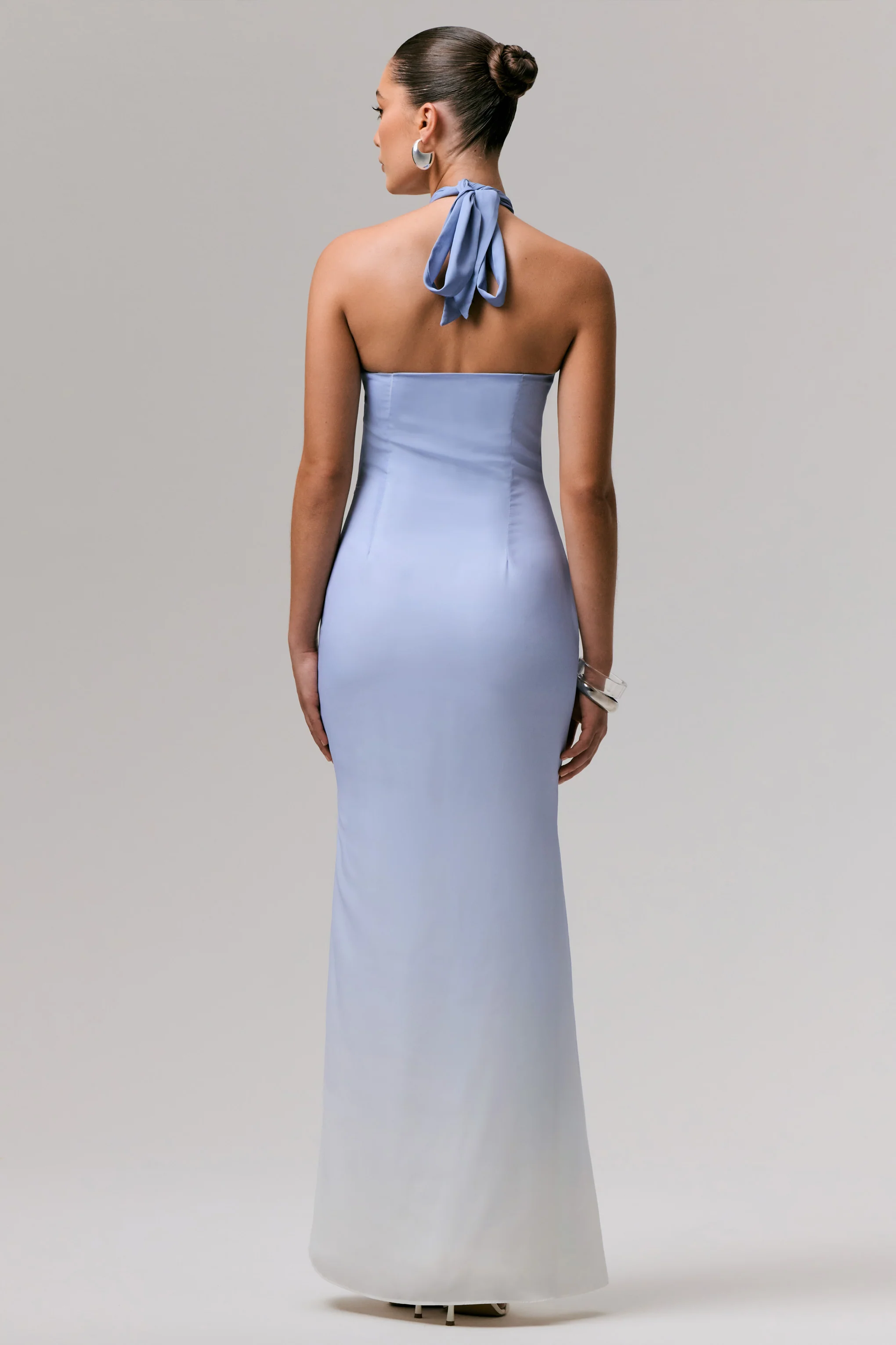 Sharni | Blue Ombre Chiffon Halter-Neck Maxi Dress - Image 2