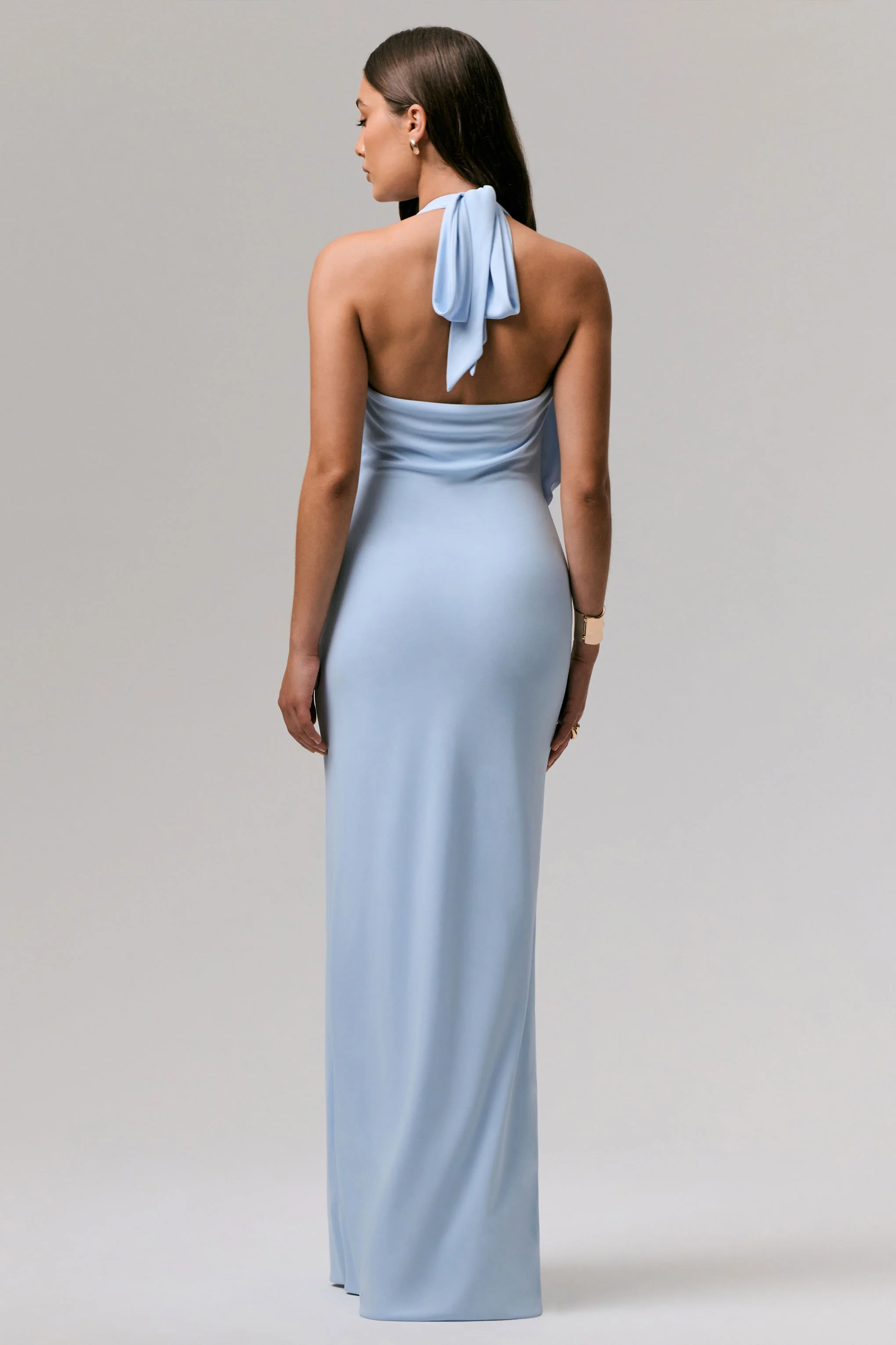 Shooting Star | Powder Blue Plunge-Neck Wrap Maxi Dress With Waist Detail - Image 3