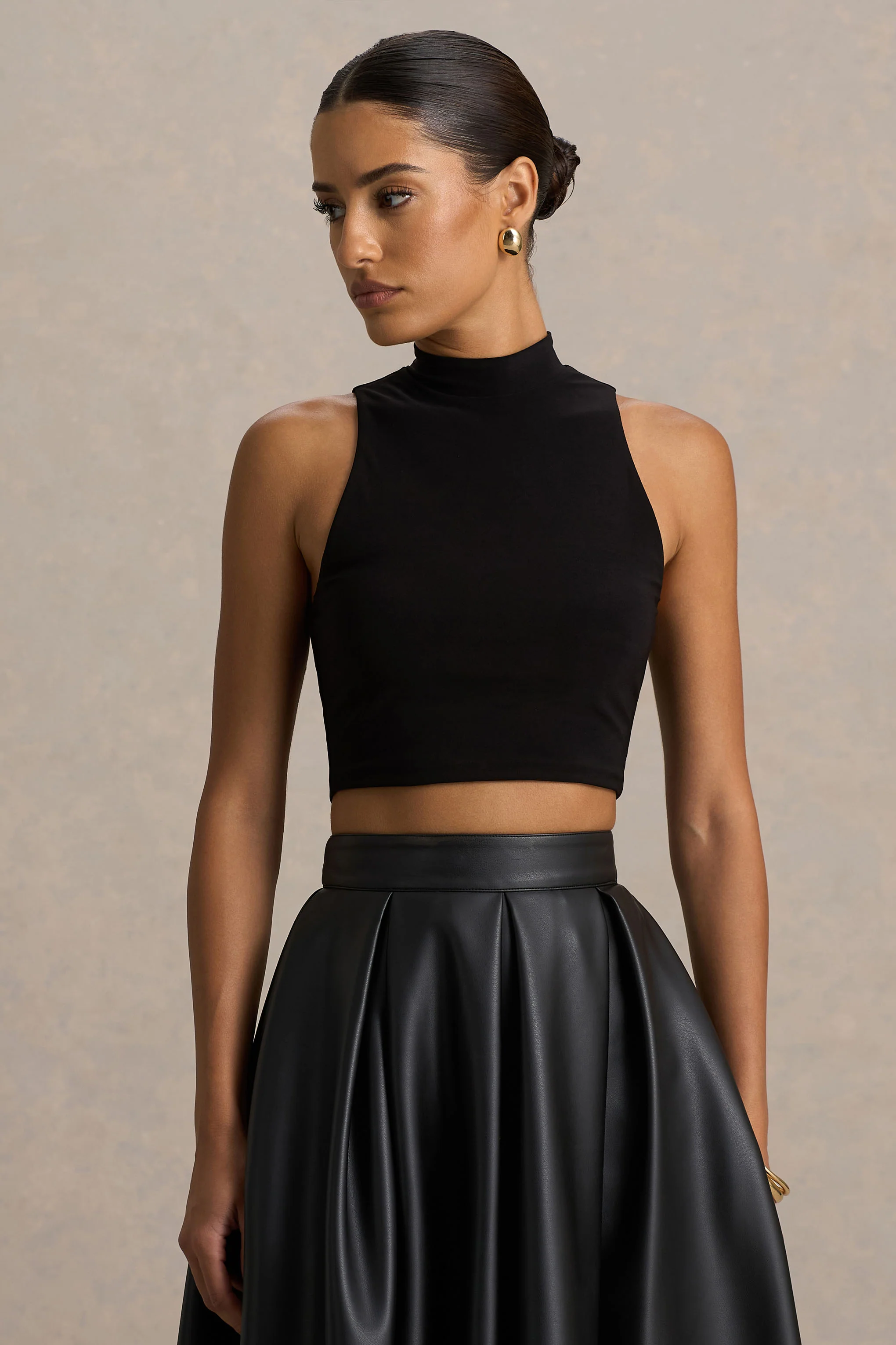 Sian | Black High-Neck Crop Top - Image 5