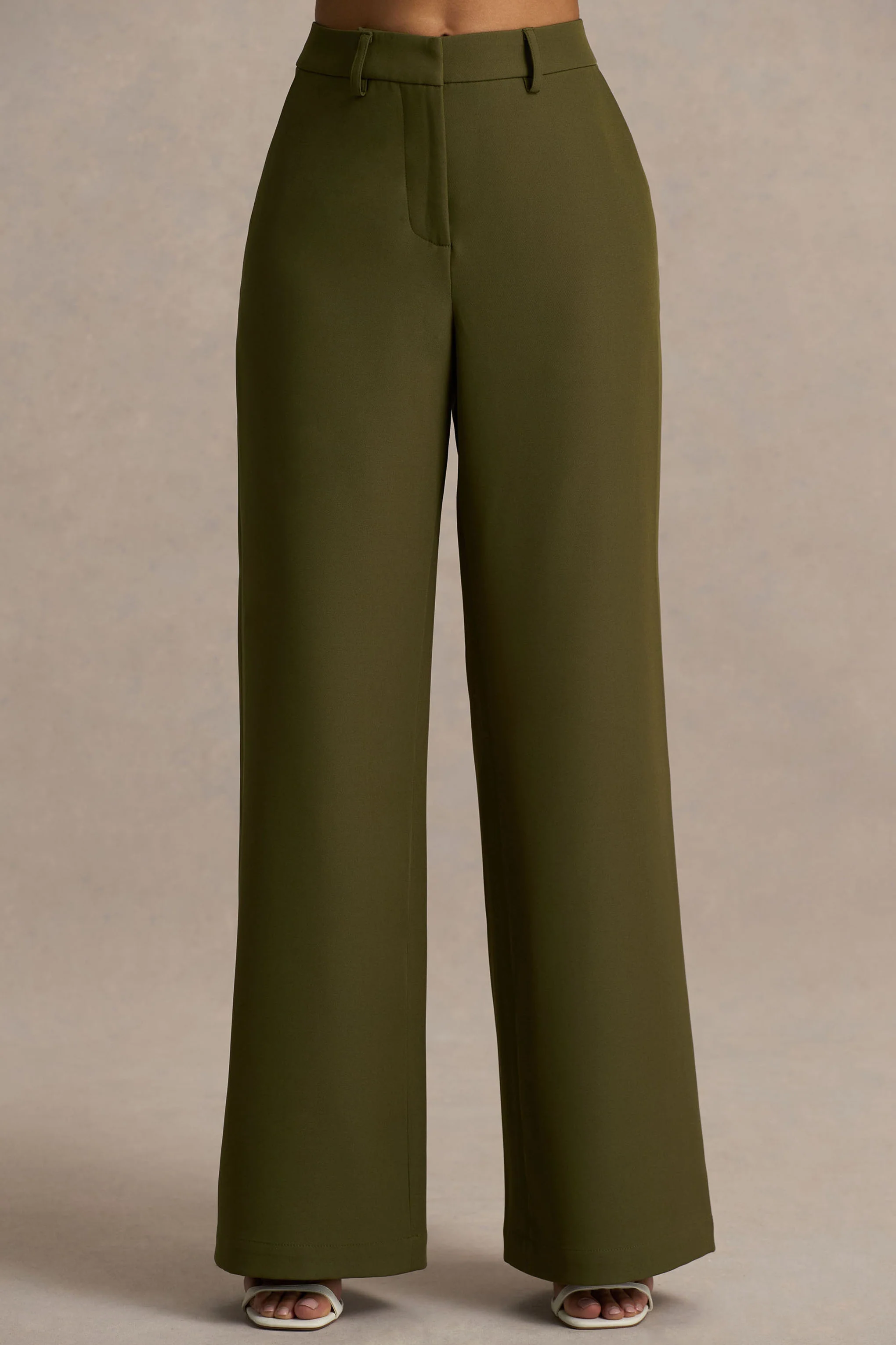 Silvia | Olive Straight-Leg Trousers - Image 3