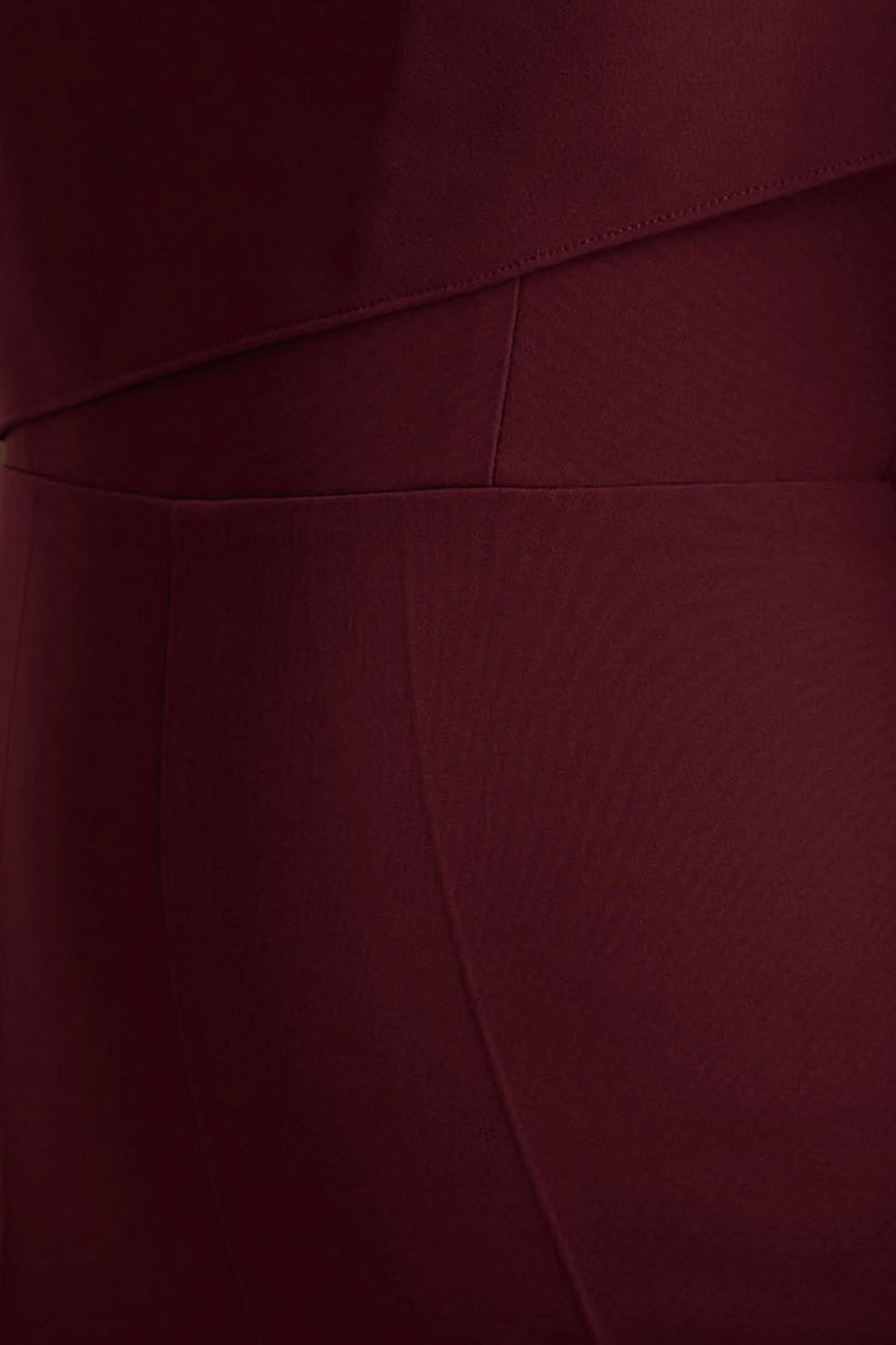 Sorenia | Burgundy High-Neck Jumpsuit With One-Cape Sleeve - Image 6