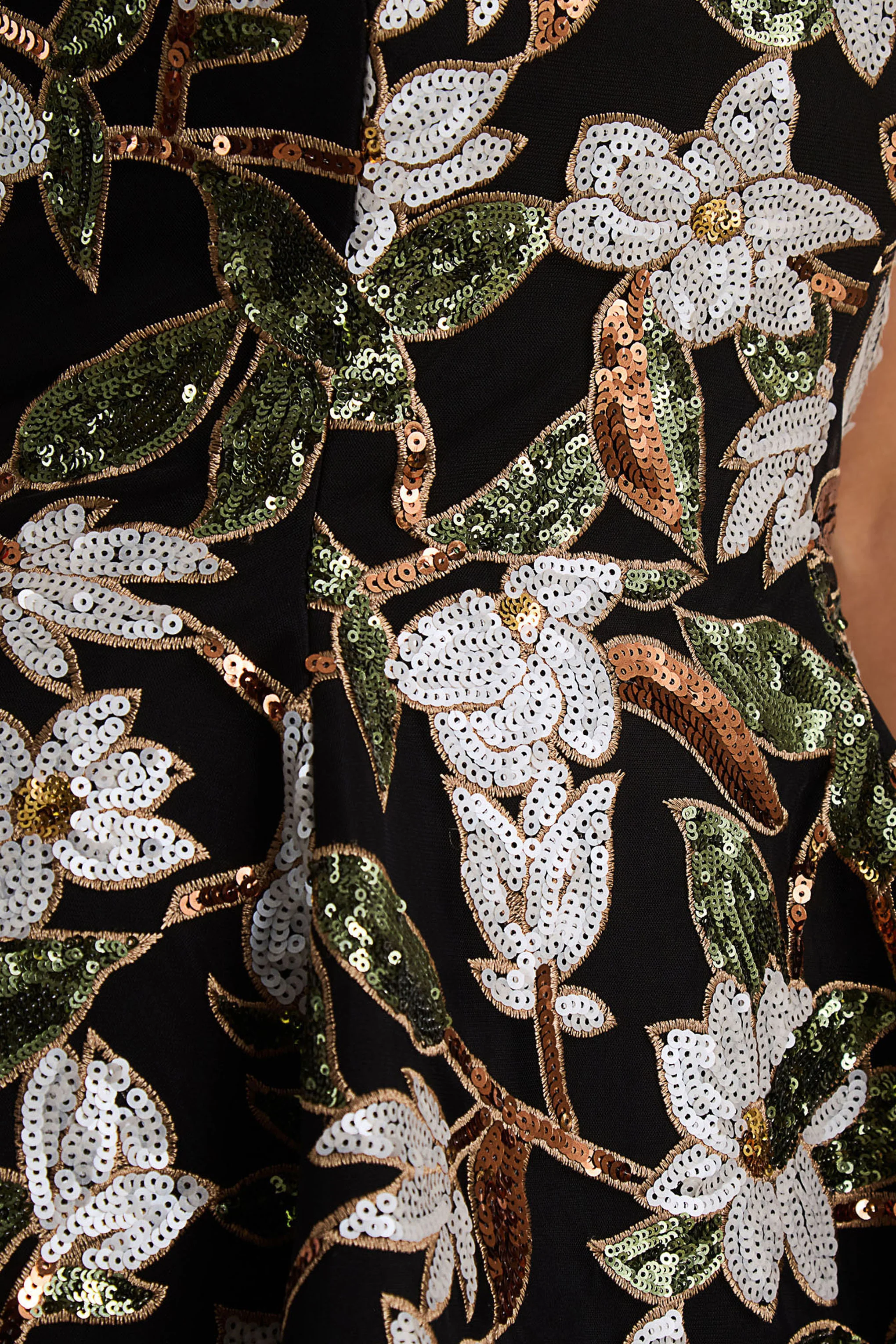 Sparky | Black And Bronze Floral Embellished Bandeau Mini Dress - Image 2
